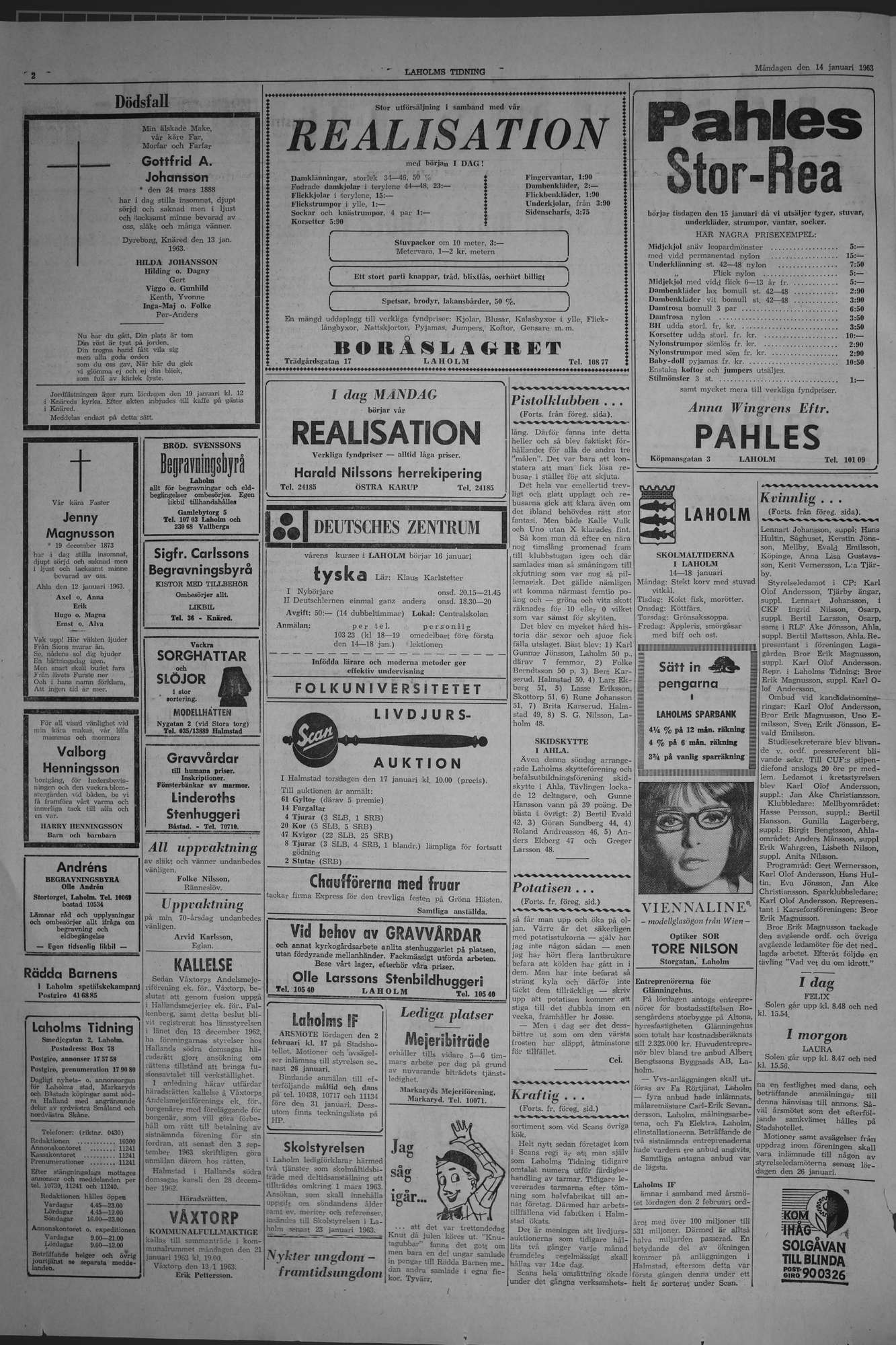 Laholms Tidning Måndag 14 januari 1963, sida 2