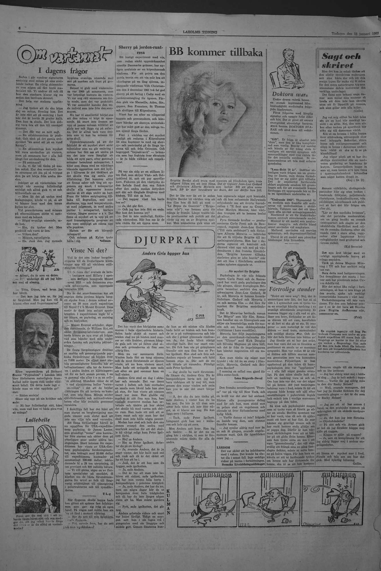 Laholms Tidning Tisdag 15 januari 1963, sida 6