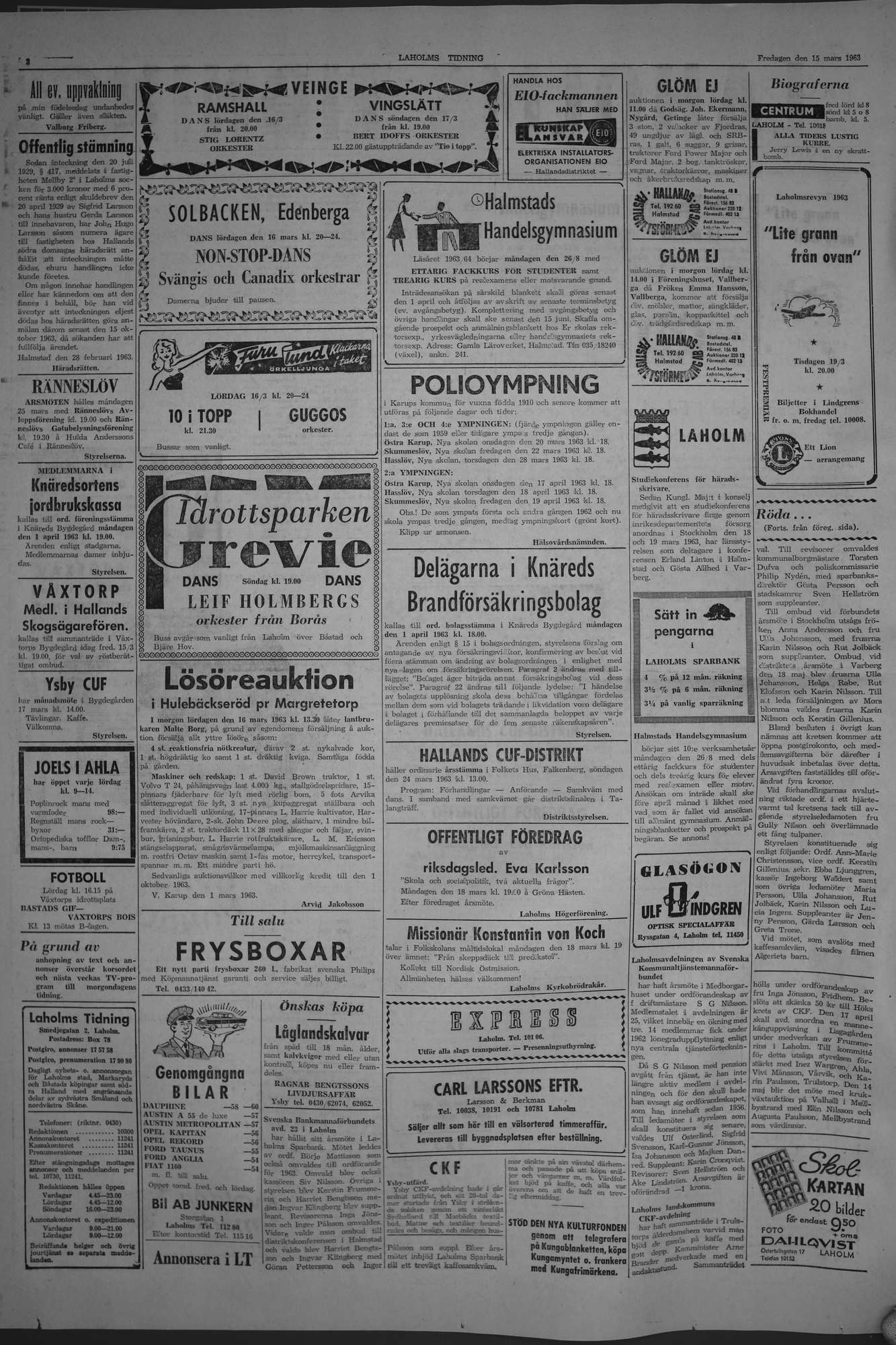 Laholms Tidning Fredag 15 mars 1963, sida 2