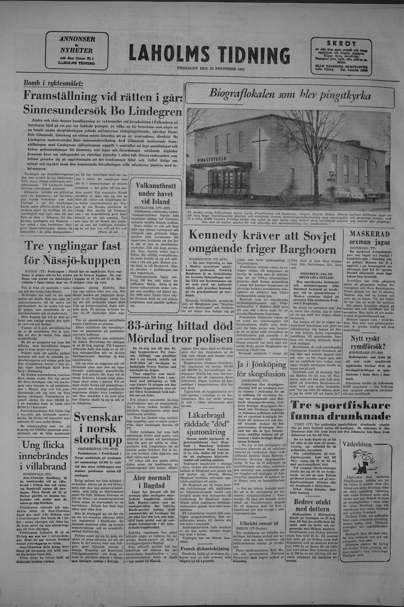Laholms Tidning Fredag 15 november 1963, sida 8