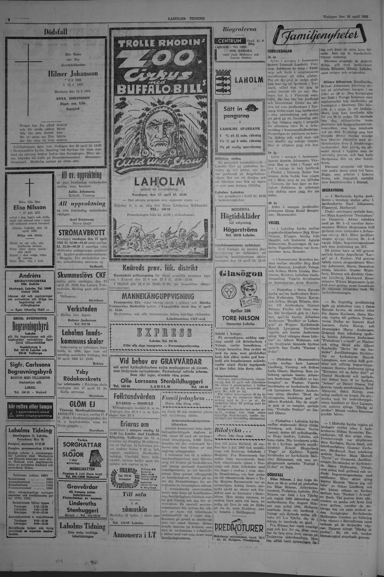 Laholms Tidning Tisdag 16 april 1963, sida 2