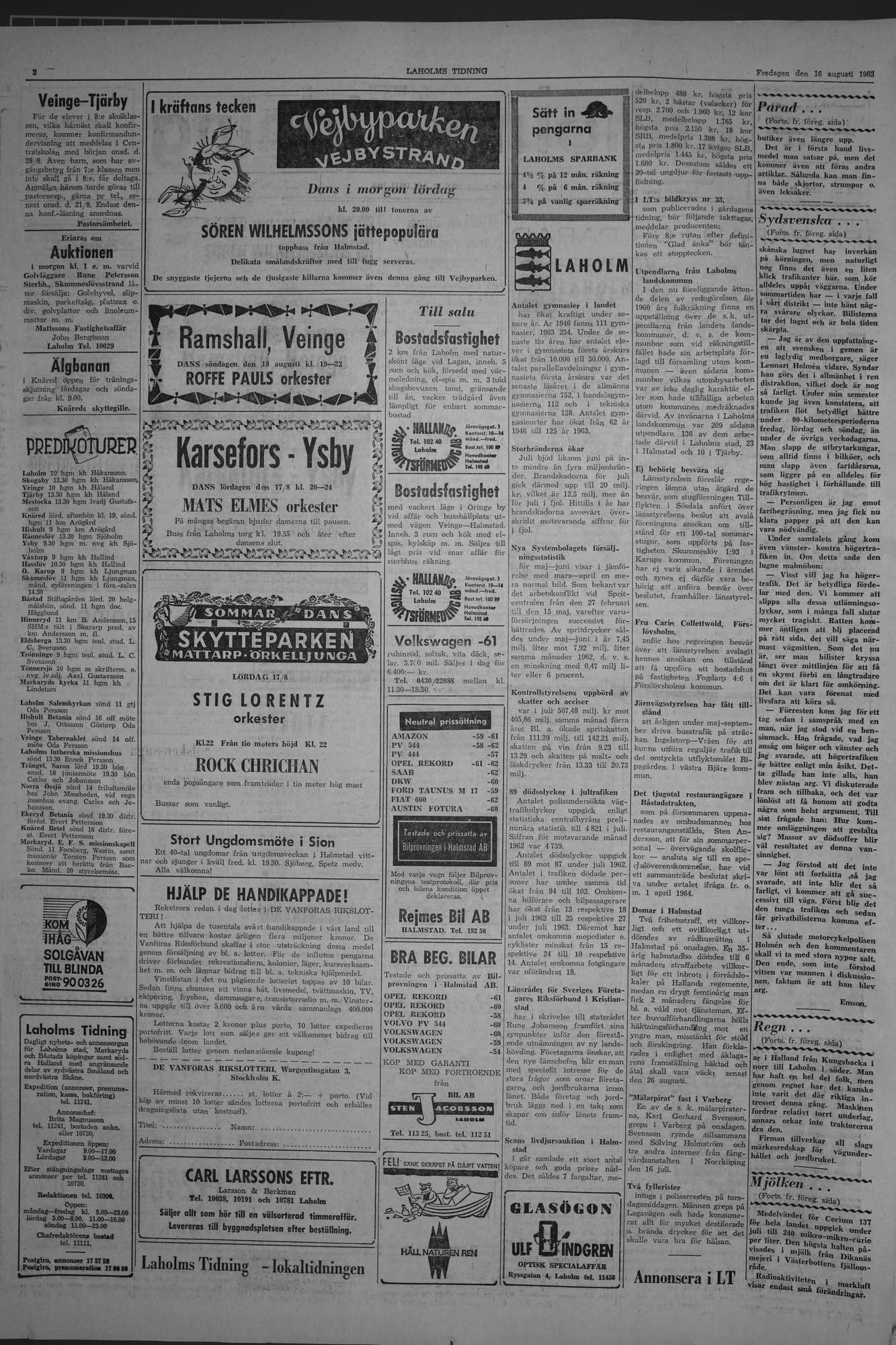 Laholms Tidning Fredag 16 augusti 1963, sida 2