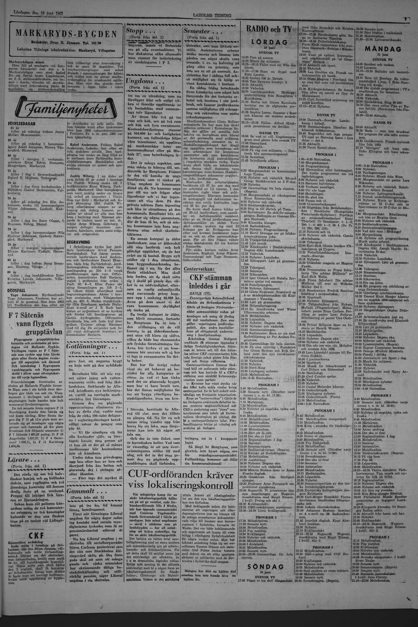 Laholms Tidning Lördag 19 juni 1965, sida 7