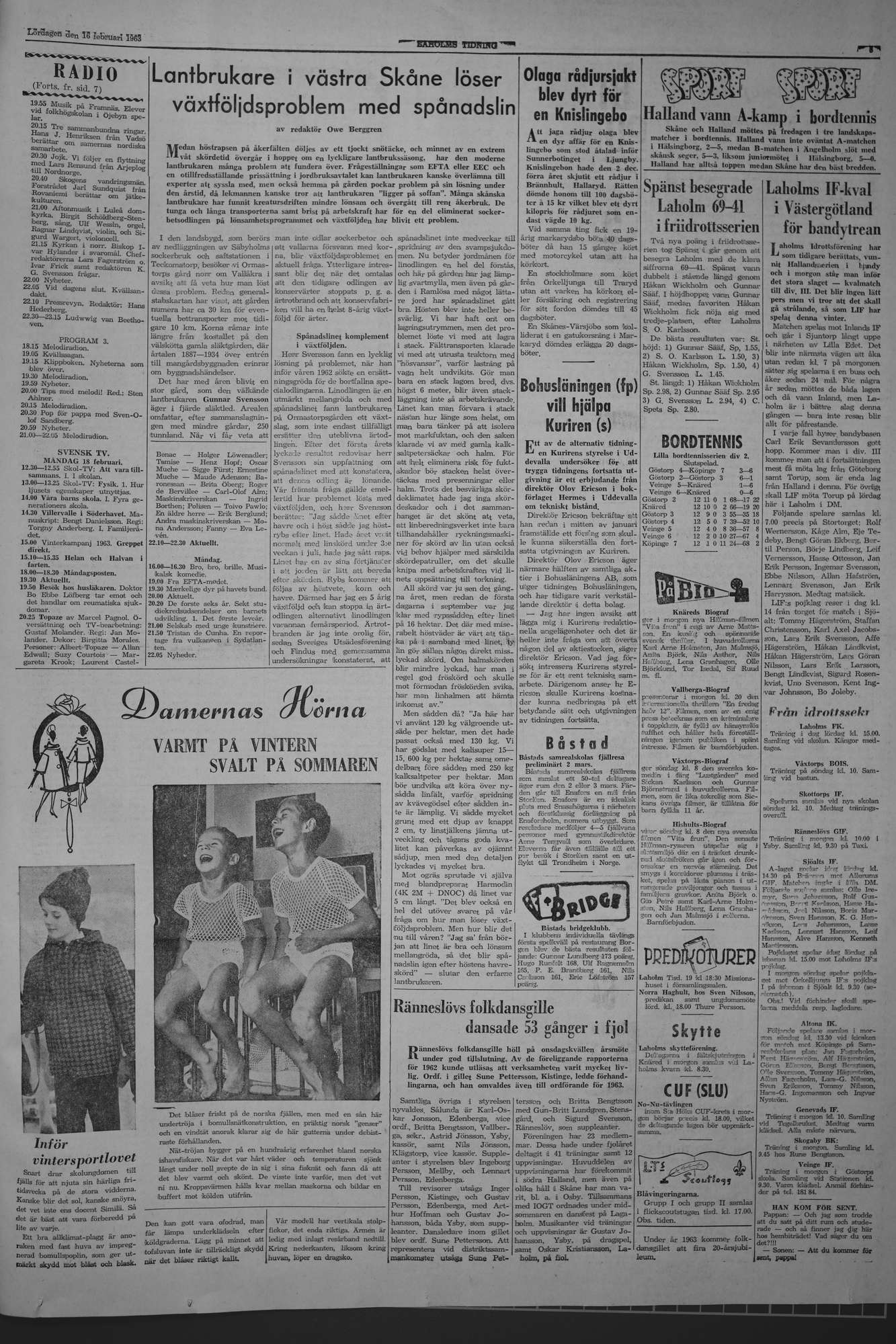 Laholms Tidning Lördag 16 februari 1963, sida 5