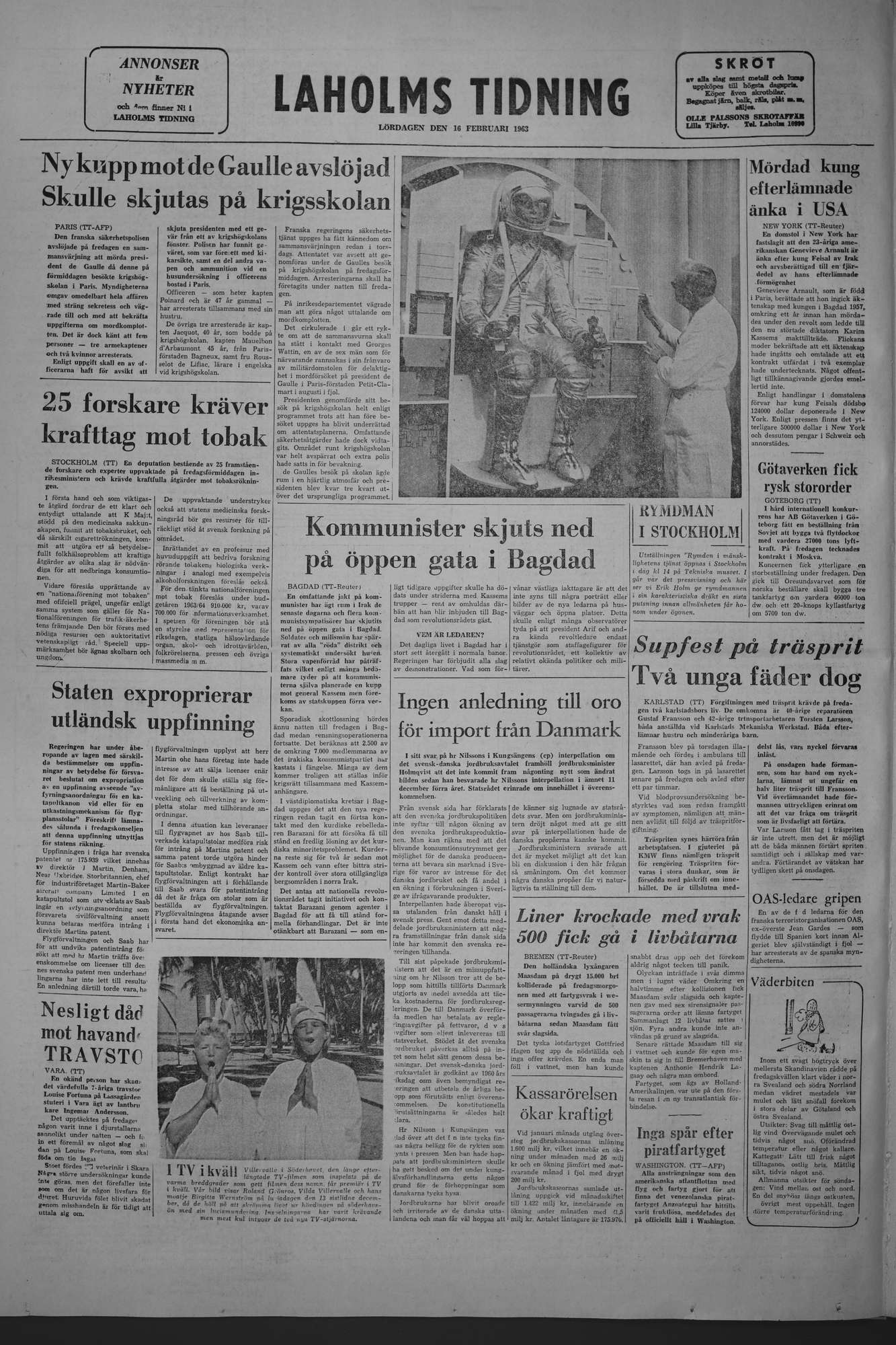 Laholms Tidning Lördag 16 februari 1963, sida 8