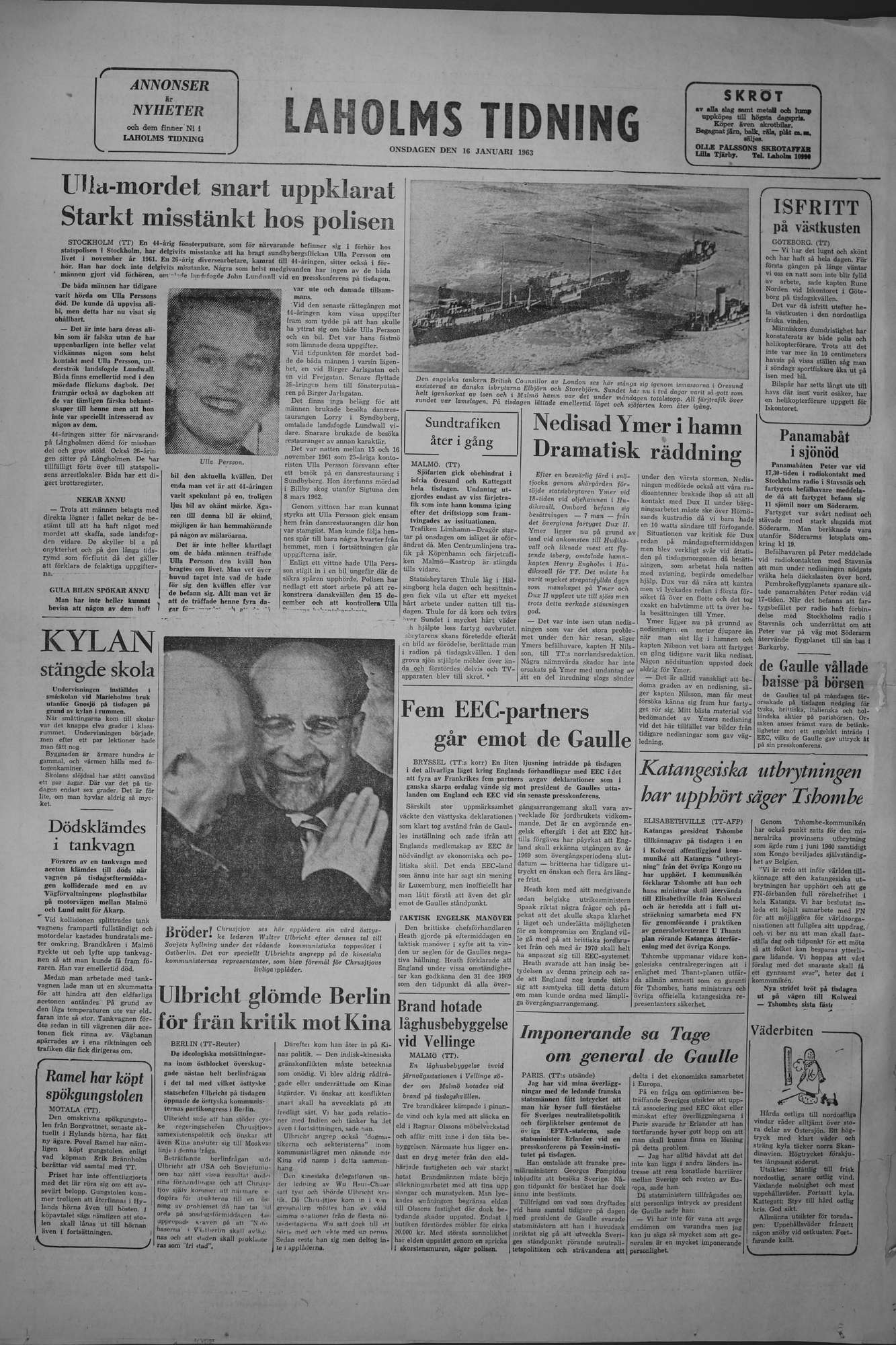 Laholms Tidning Onsdag 16 januari 1963, sida 8