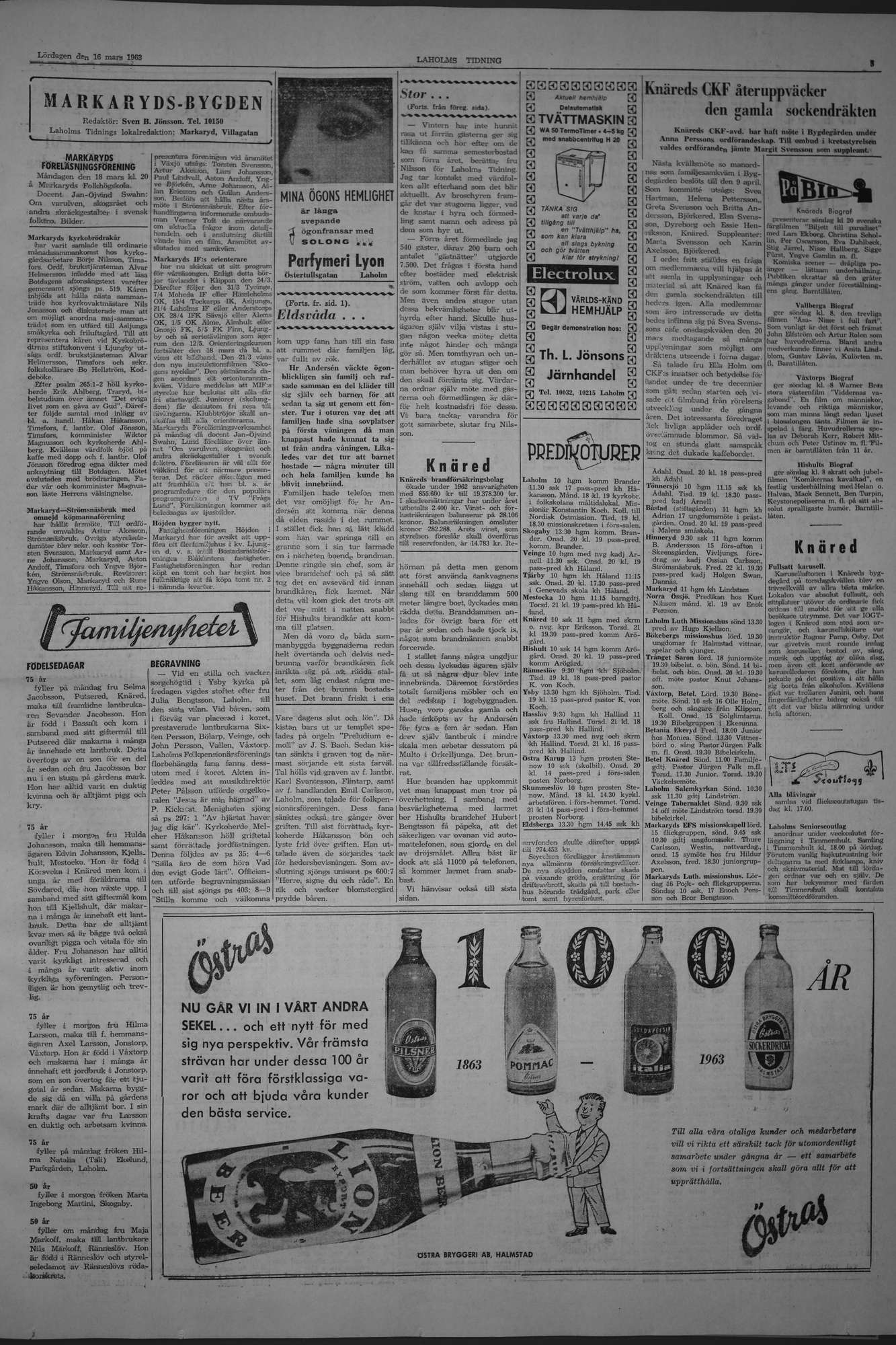 Laholms Tidning Lördag 16 mars 1963, sida 3