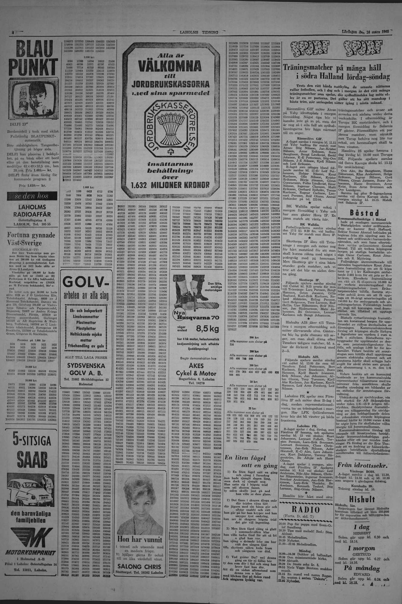 Laholms Tidning Lördag 16 mars 1963, sida 4