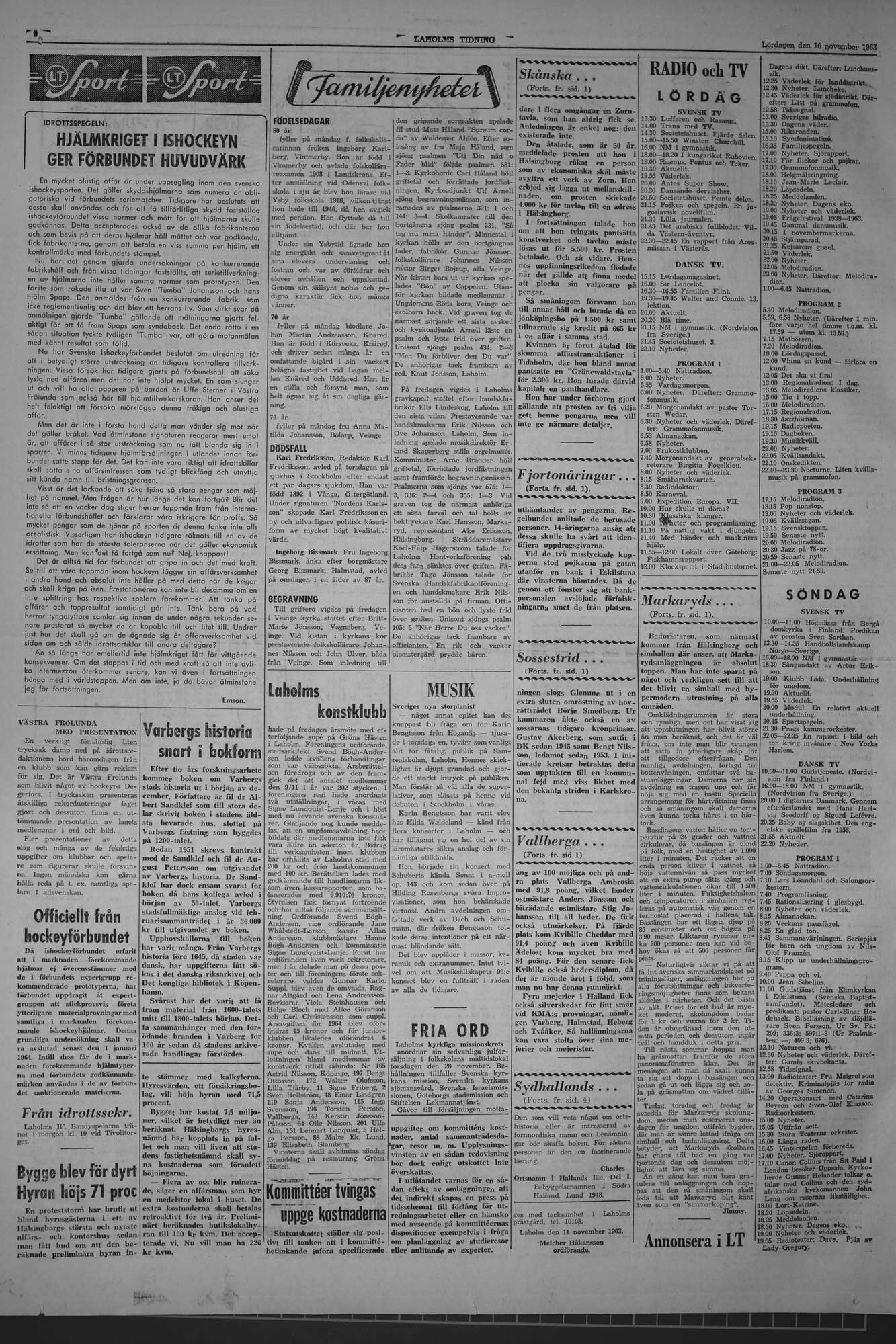 Laholms Tidning Lördag 16 november 1963, sida 6