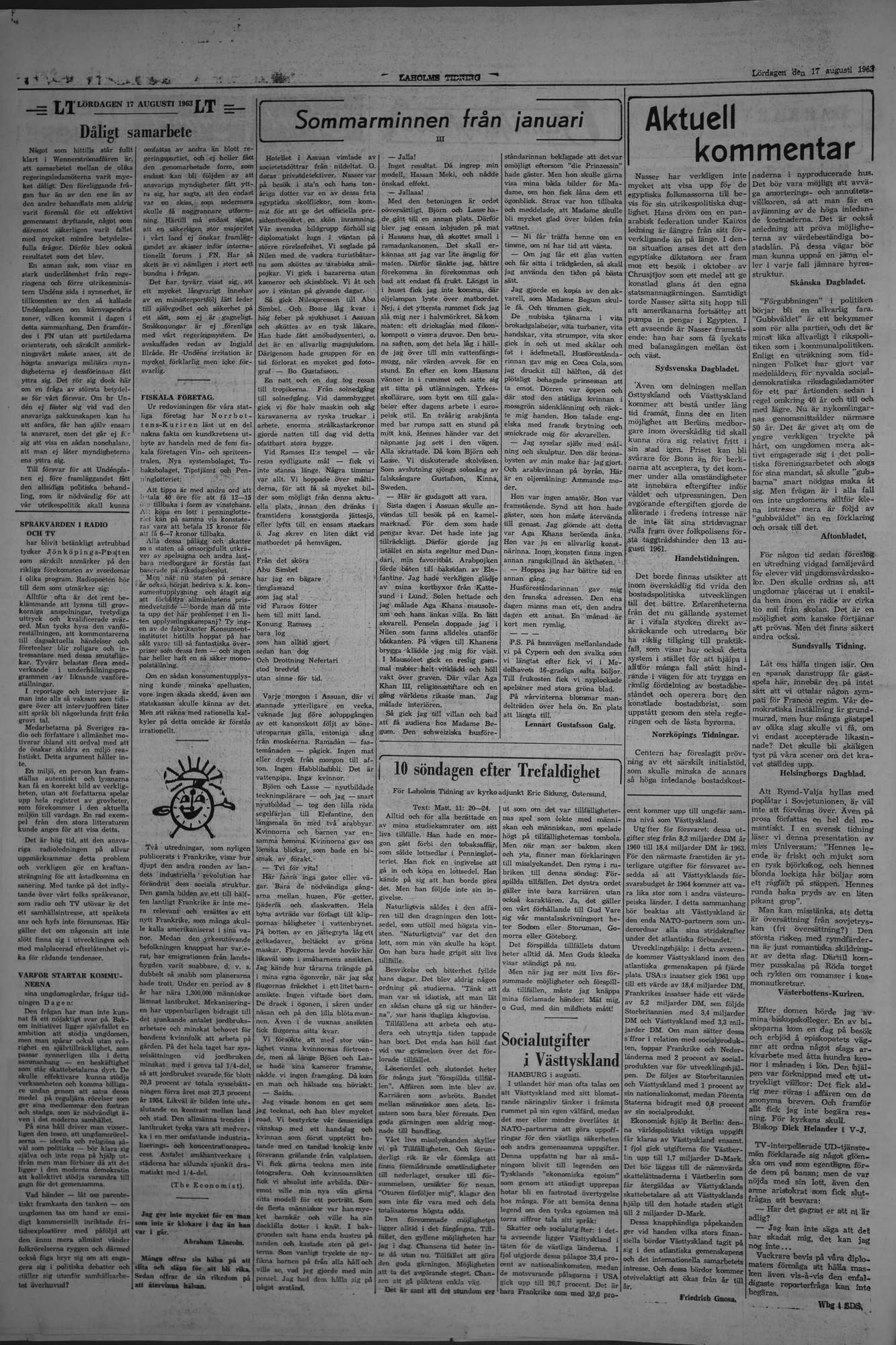 Laholms Tidning Lördag 17 augusti 1963, sida 4