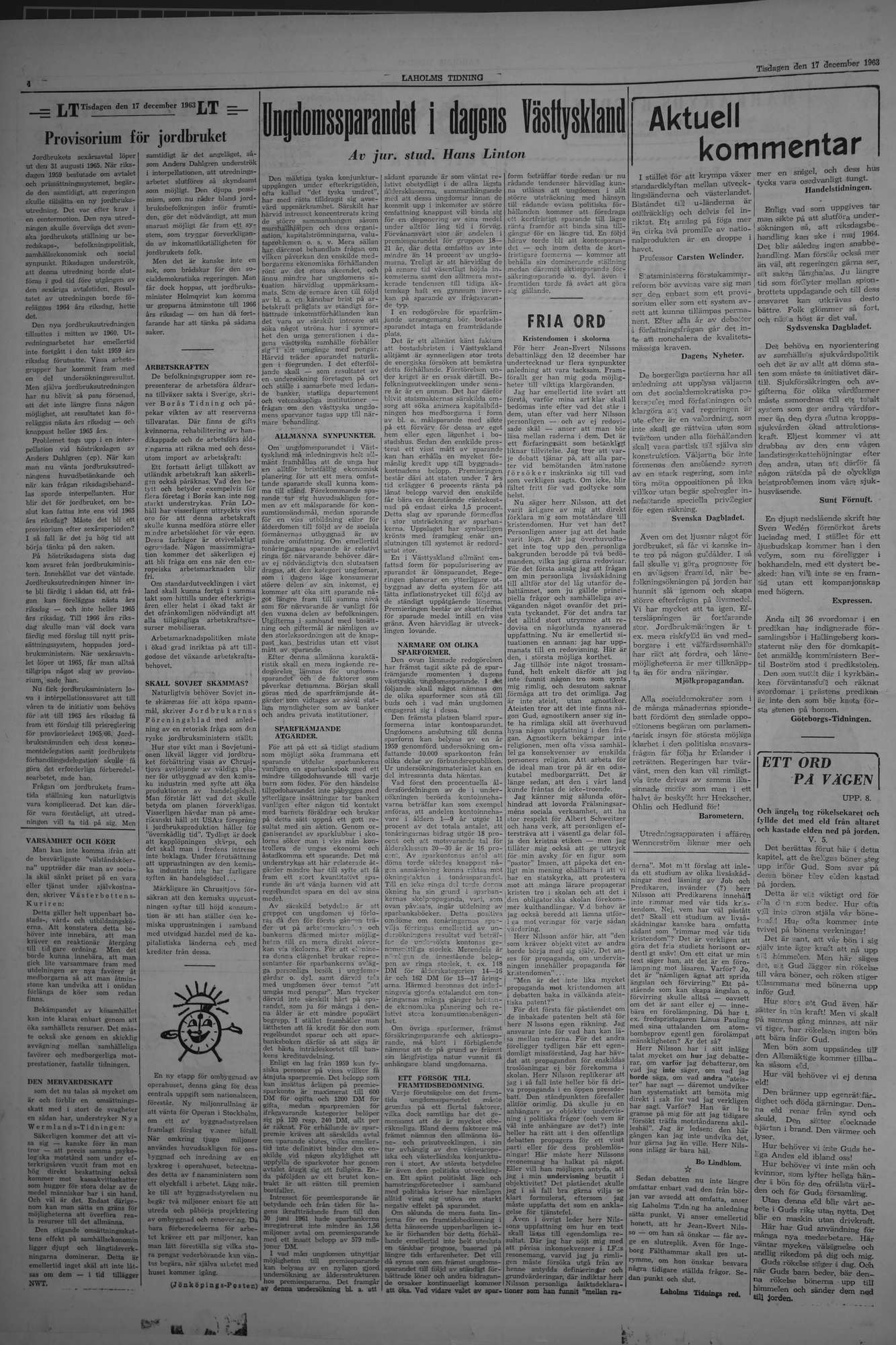 Laholms Tidning Tisdag 17 december 1963, sida 4
