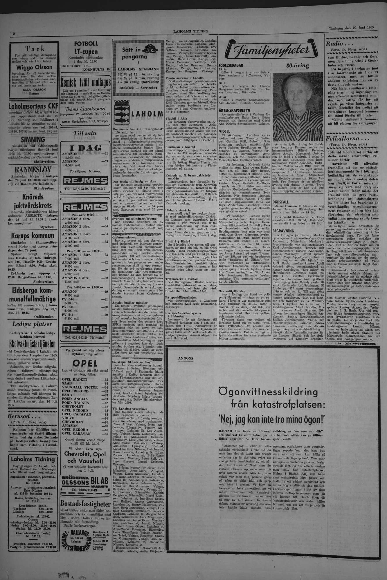 Laholms Tidning Tisdag 22 juni 1965, sida 2