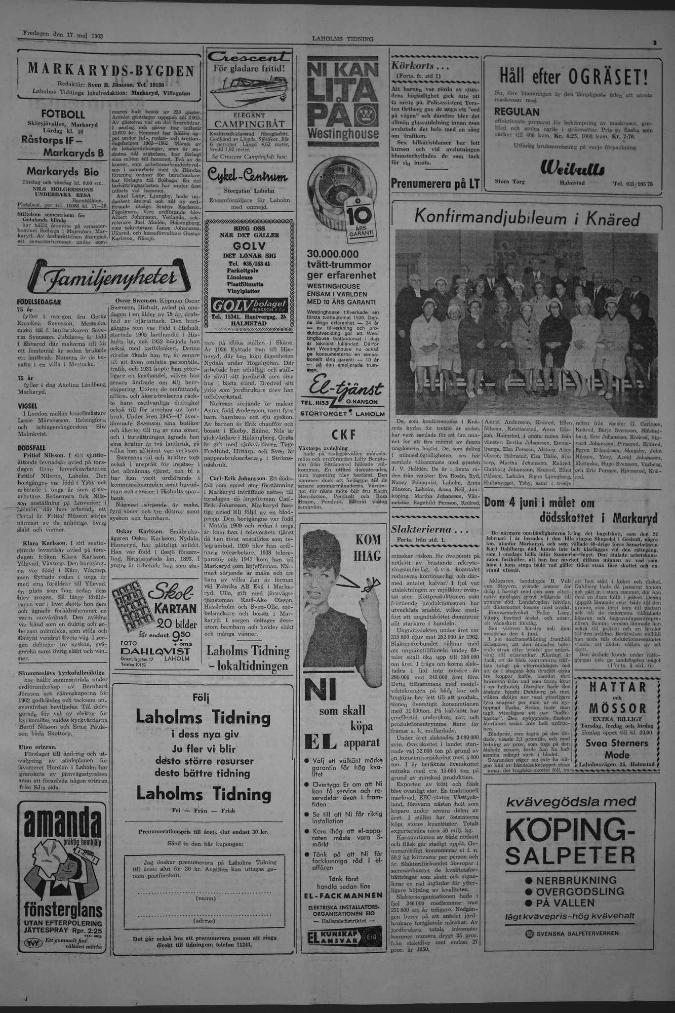 Laholms Tidning Fredag 17 maj 1963, sida 3