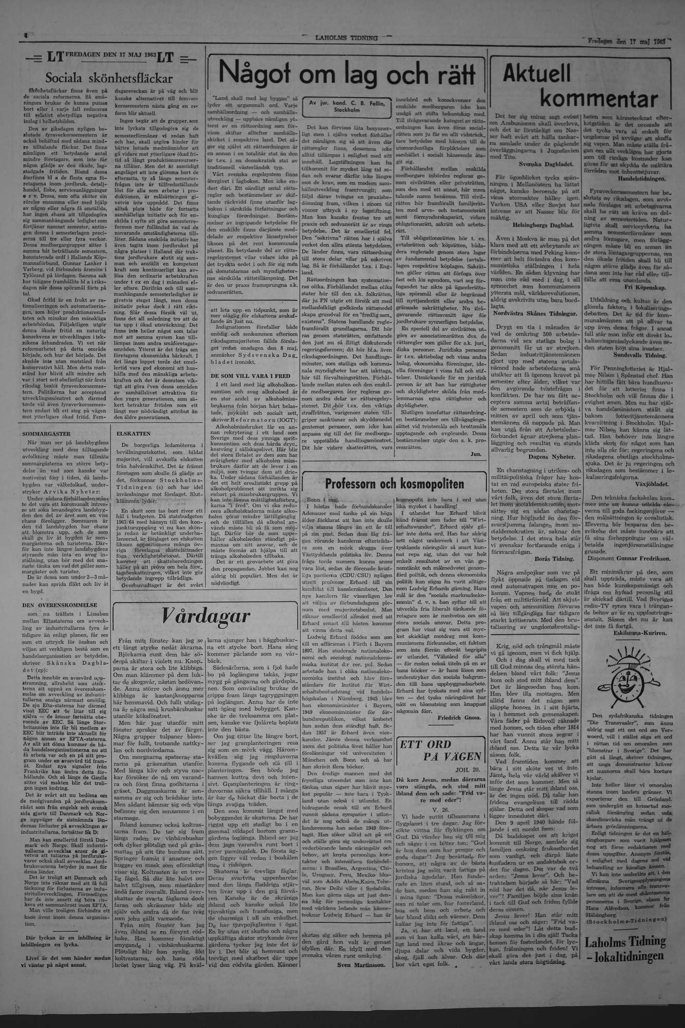 Laholms Tidning Fredag 17 maj 1963, sida 4