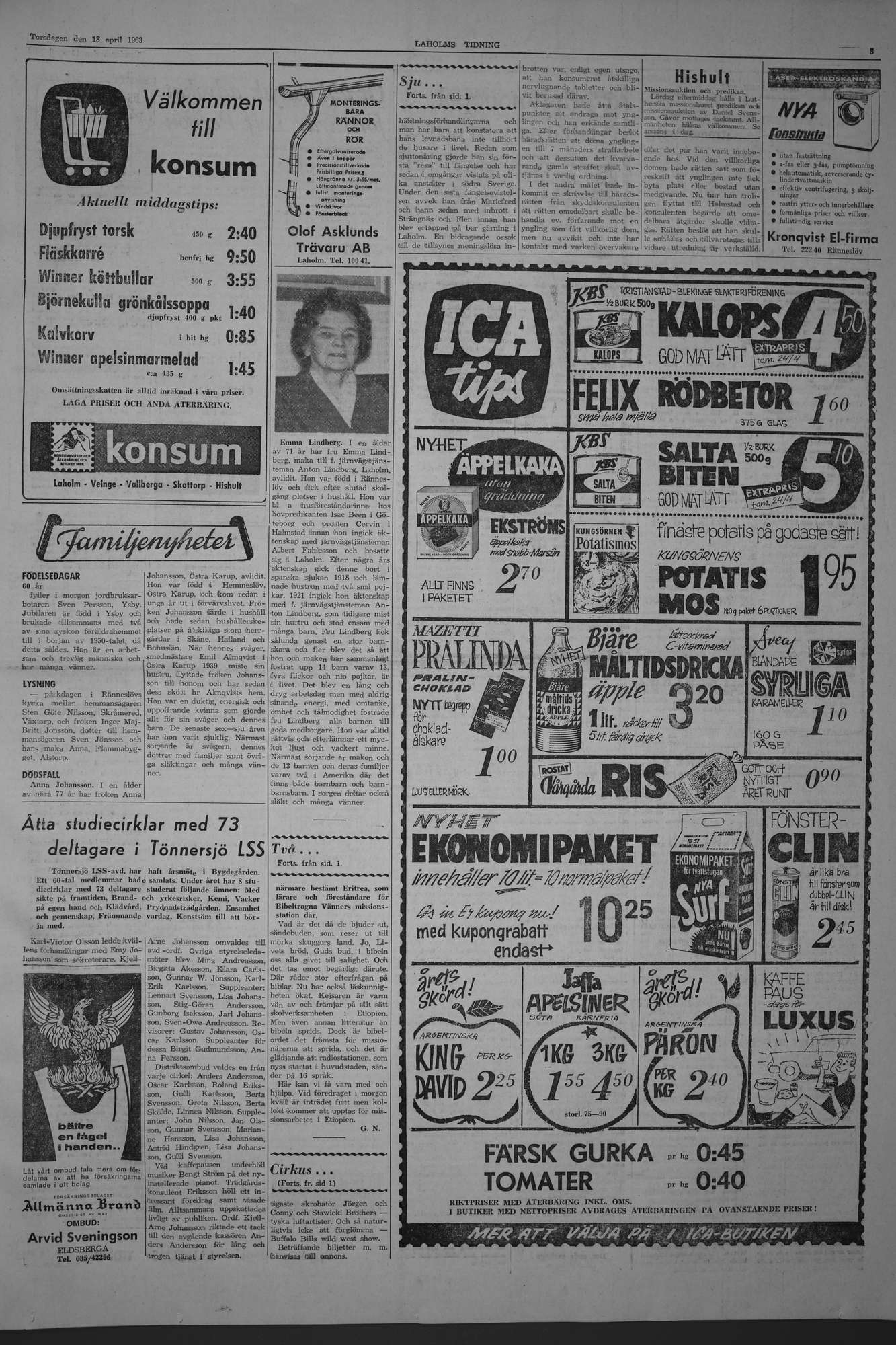 Laholms Tidning Torsdag 18 april 1963, sida 3