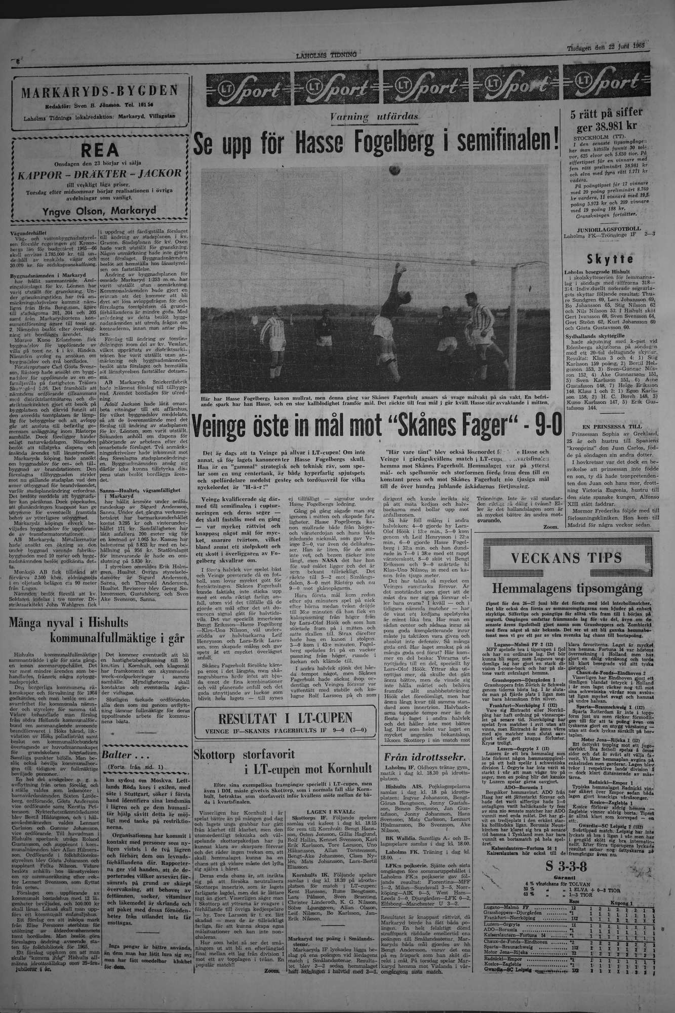Laholms Tidning Tisdag 22 juni 1965, sida 6