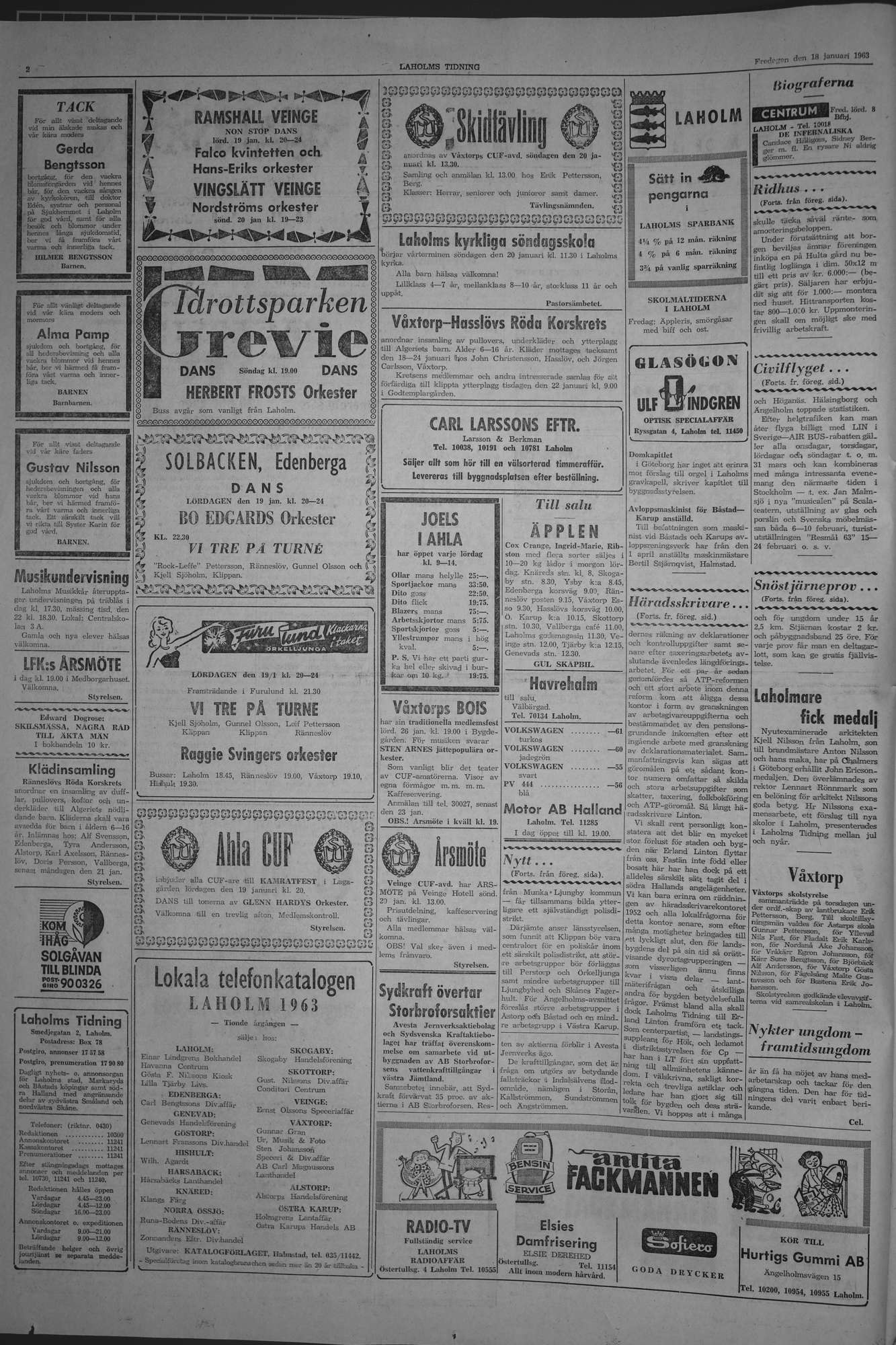 Laholms Tidning Fredag 18 januari 1963, sida 2