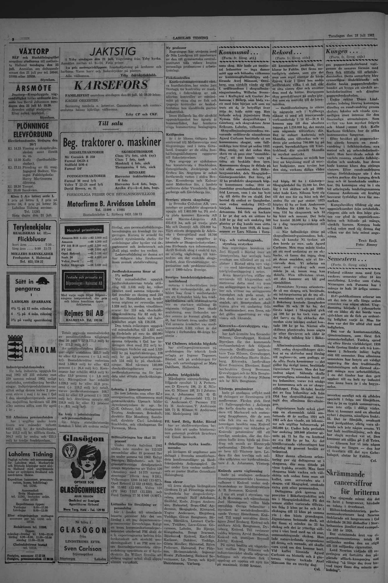 Laholms Tidning Torsdag 18 juli 1963, sida 2