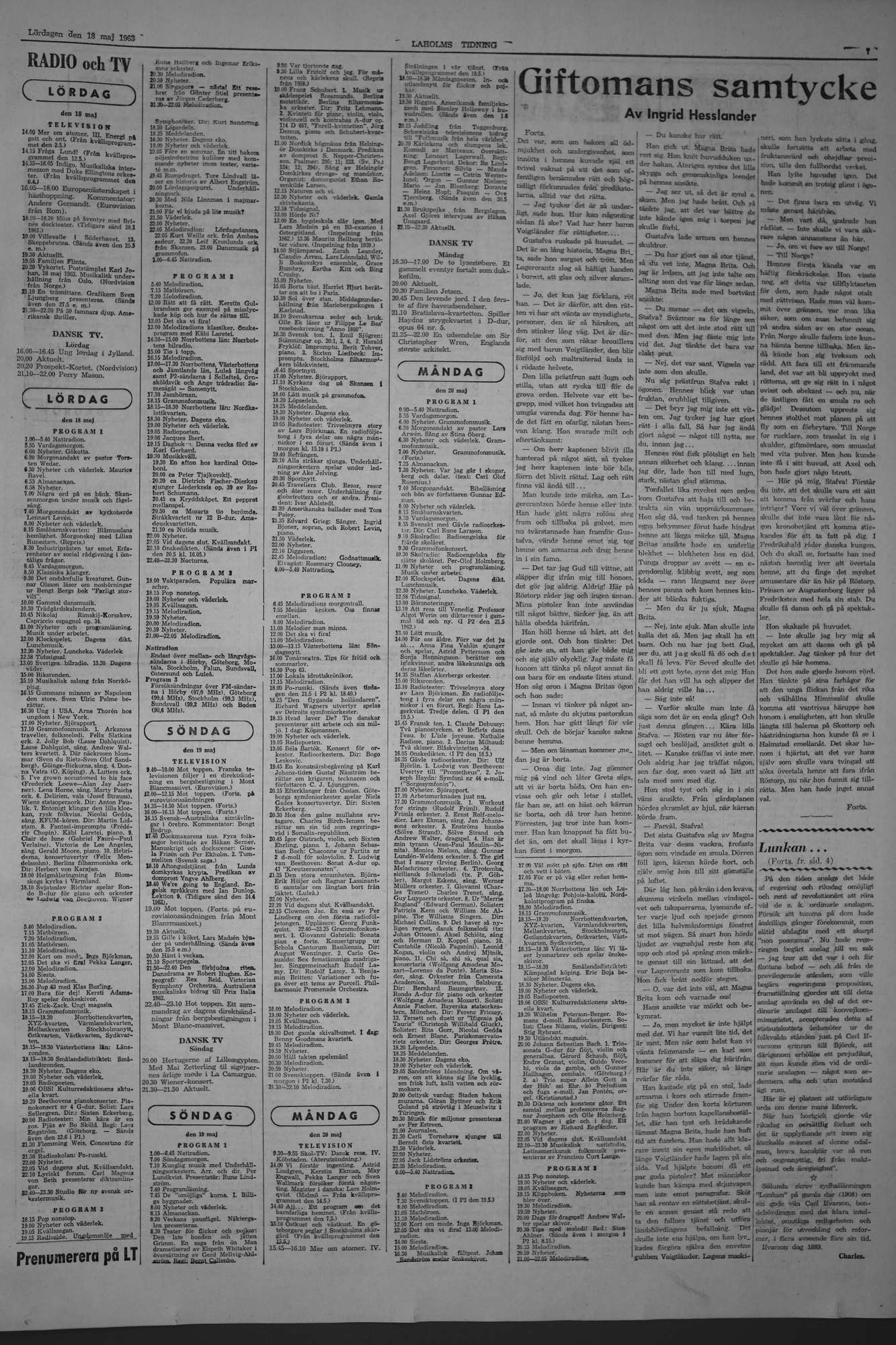 Laholms Tidning Lördag 18 maj 1963, sida 7