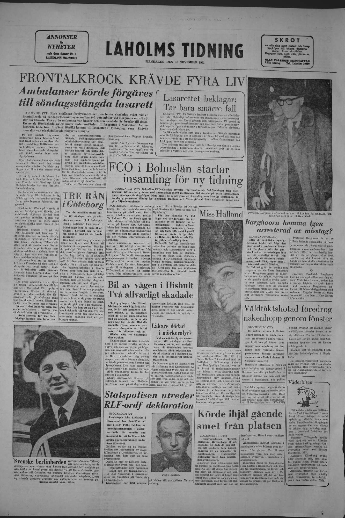 Laholms Tidning Måndag 18 november 1963, sida 8