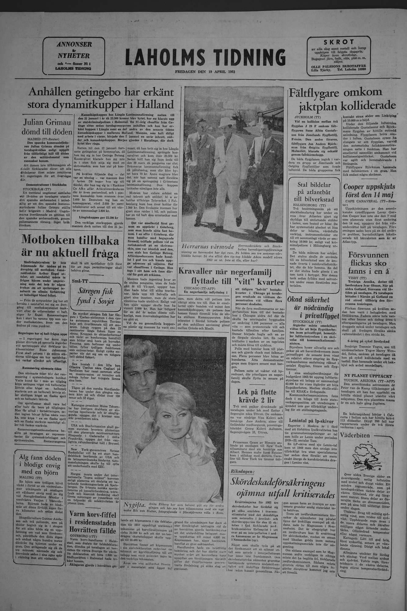 Laholms Tidning Fredag 19 april 1963, sida 8