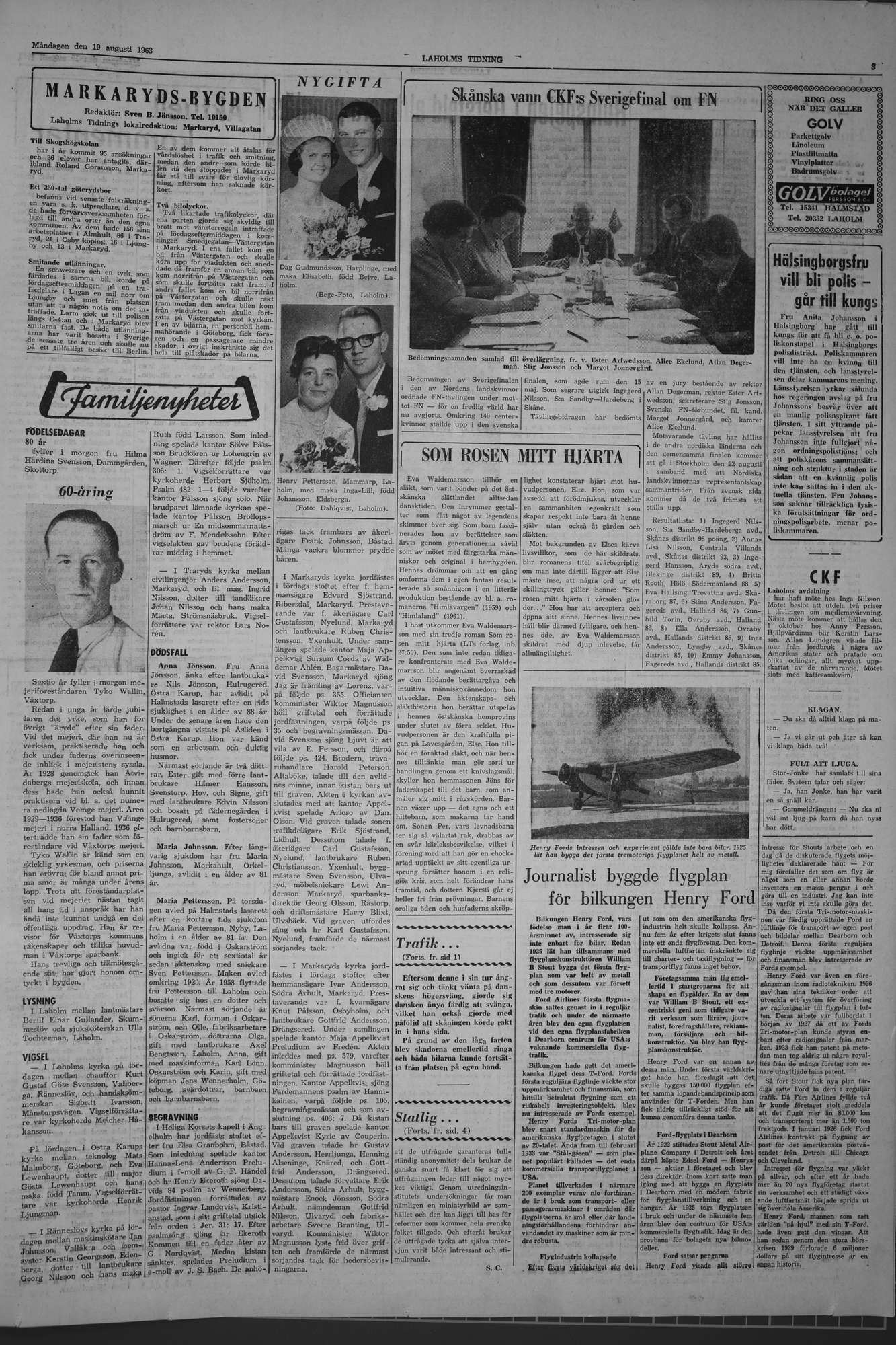 Laholms Tidning Måndag 19 augusti 1963, sida 3