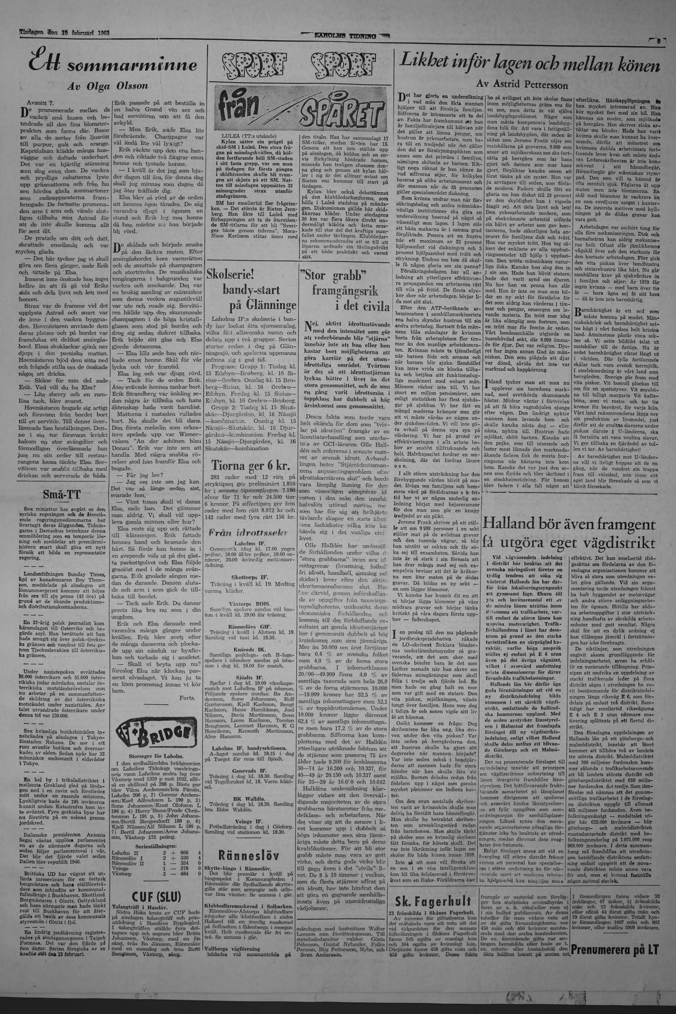 Laholms Tidning Tisdag 19 februari 1963, sida 5