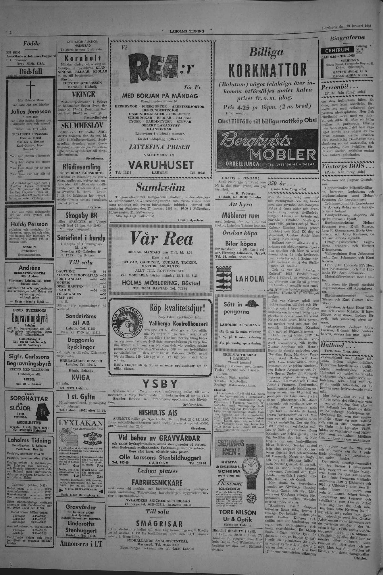 Laholms Tidning Lördag 19 januari 1963, sida 2