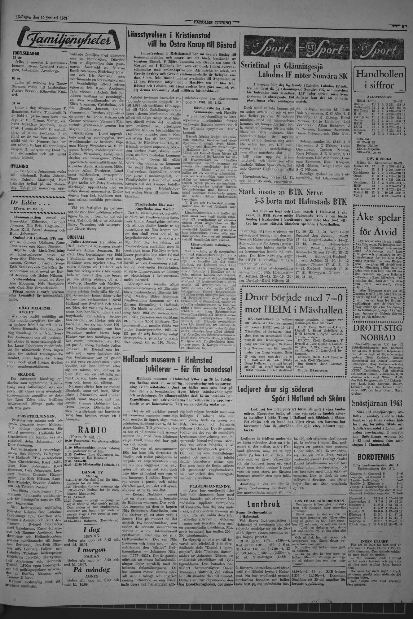 Laholms Tidning Lördag 19 januari 1963, sida 5