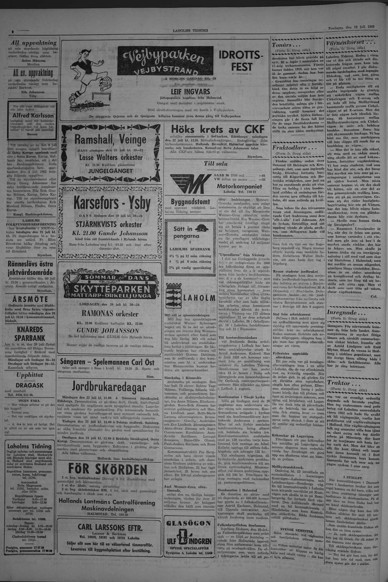 Laholms Tidning Fredag 19 juli 1963, sida 2
