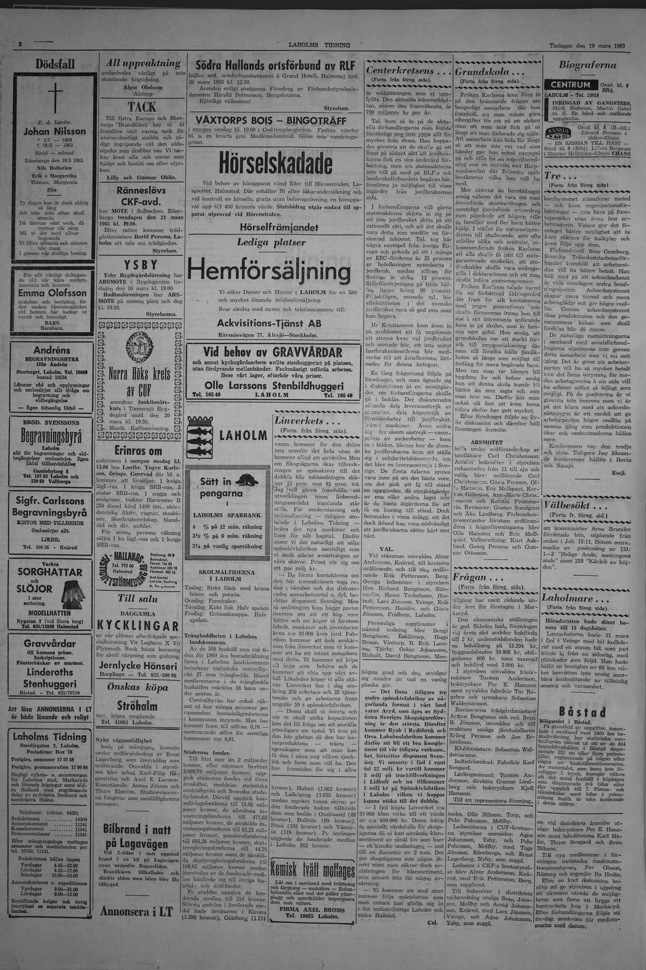 Laholms Tidning Tisdag 19 mars 1963, sida 2