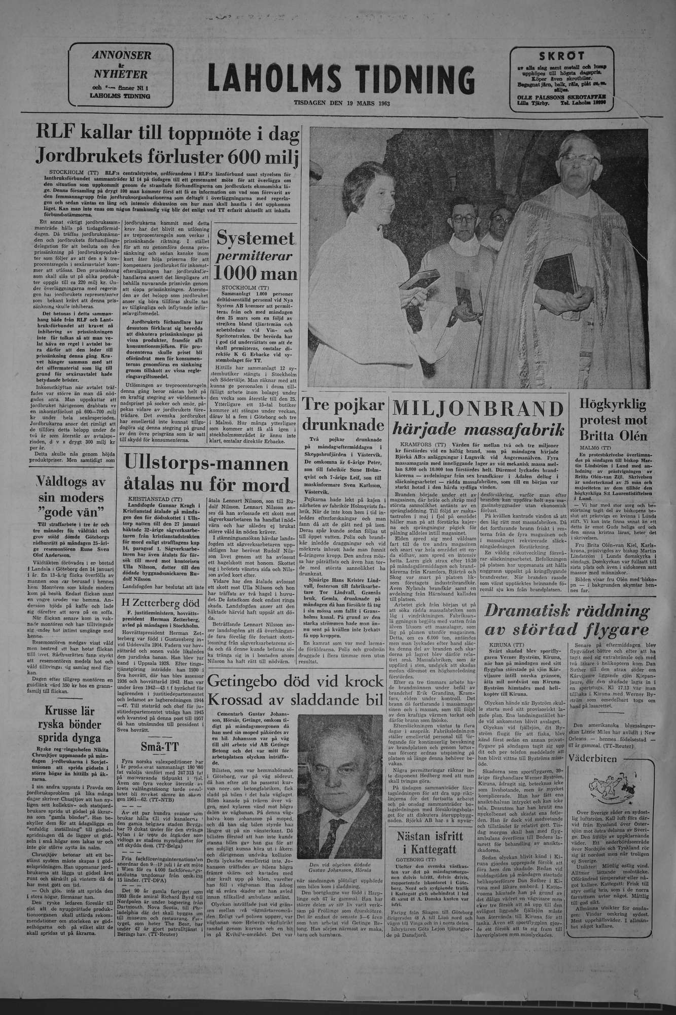 Laholms Tidning Tisdag 19 mars 1963, sida 8