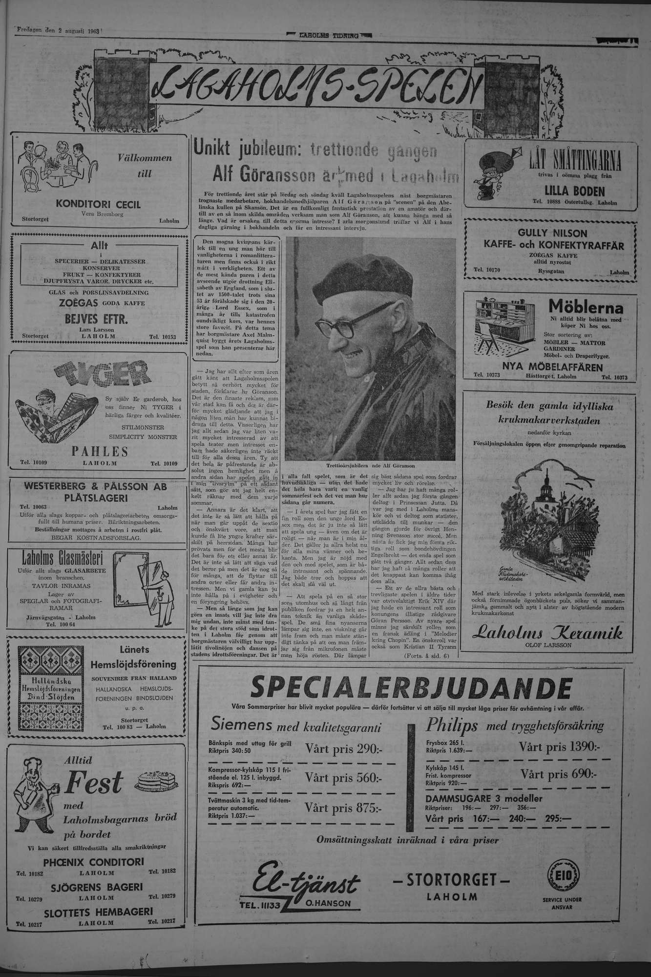 Laholms Tidning Fredag 2 augusti 1963, sida 5