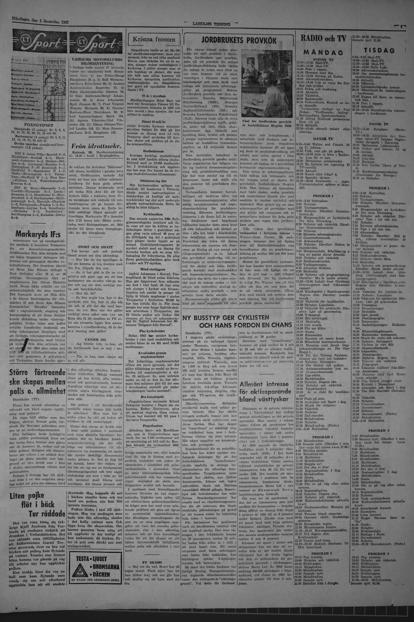 Laholms Tidning Måndag 2 december 1963, sida 7