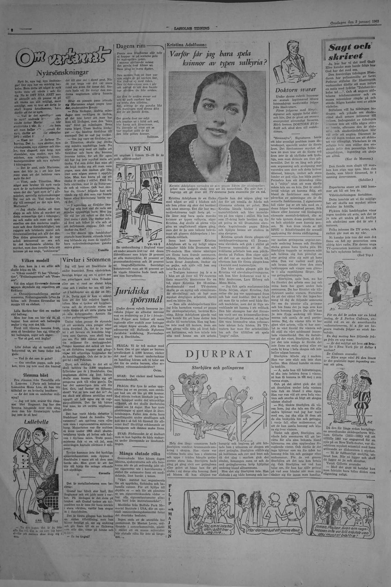 Laholms Tidning Onsdag 2 januari 1963, sida 6