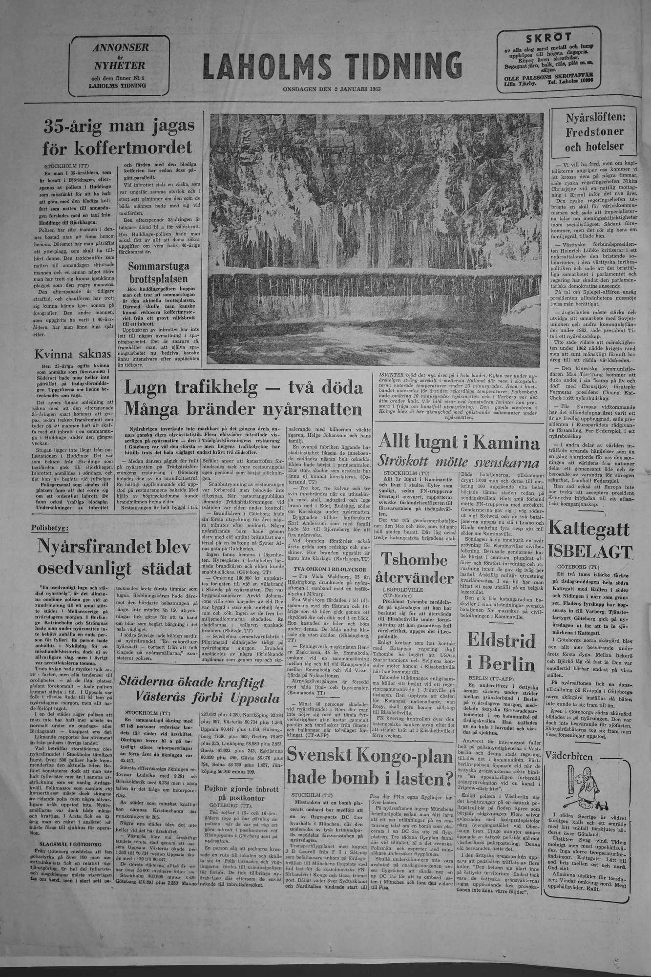 Laholms Tidning Onsdag 2 januari 1963, sida 8