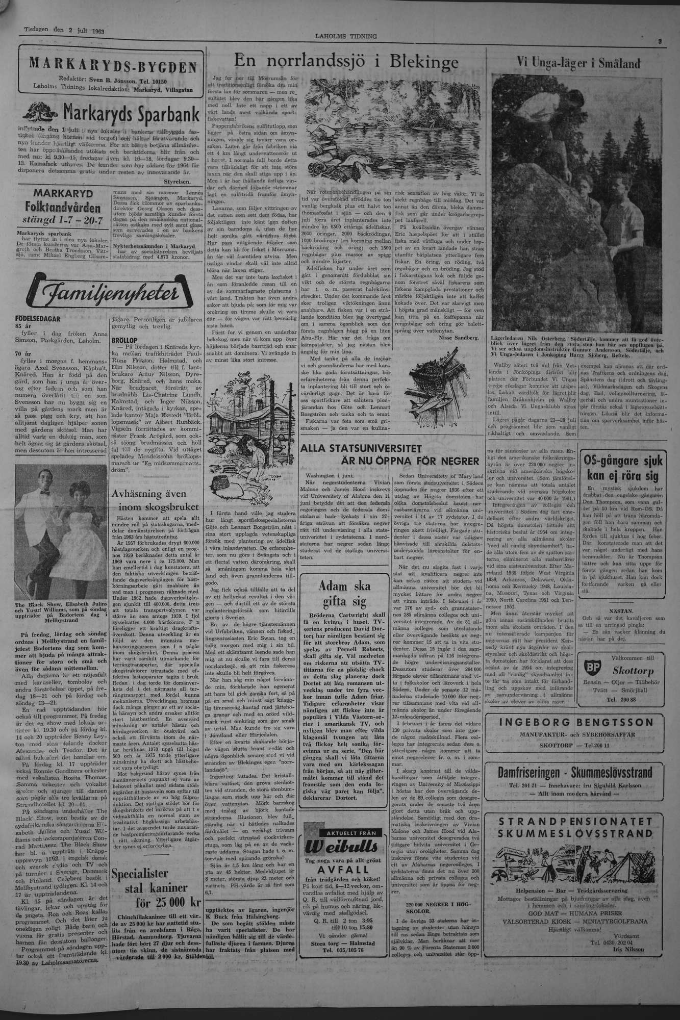 Laholms Tidning Tisdag 2 juli 1963, sida 3
