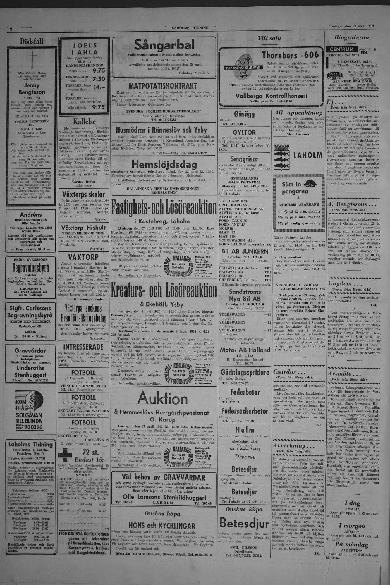 Laholms Tidning Lördag 20 april 1963, sida 2