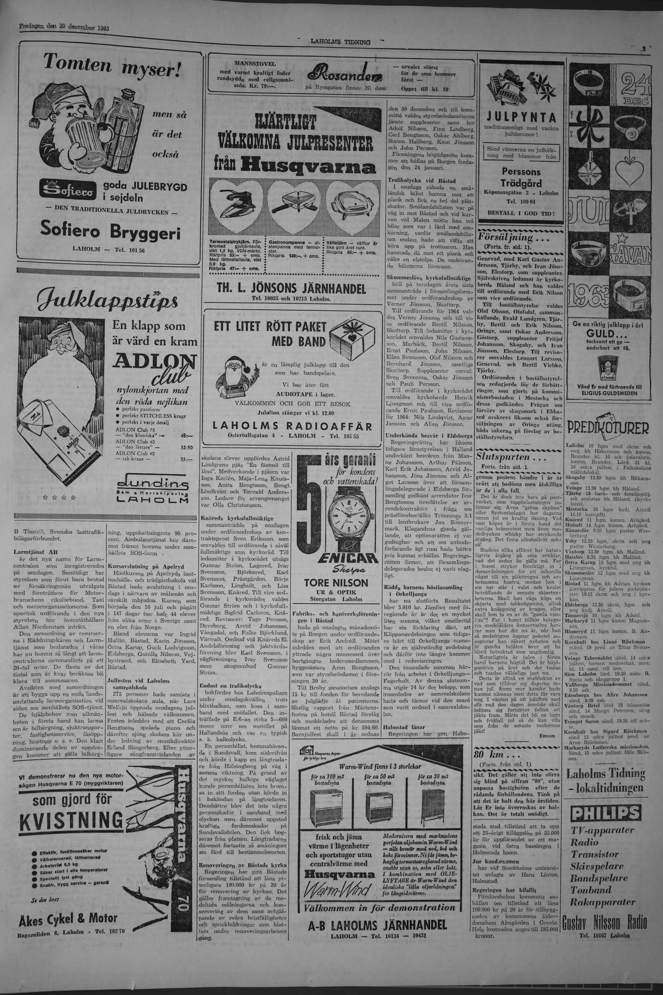 Laholms Tidning Fredag 20 december 1963, sida 3