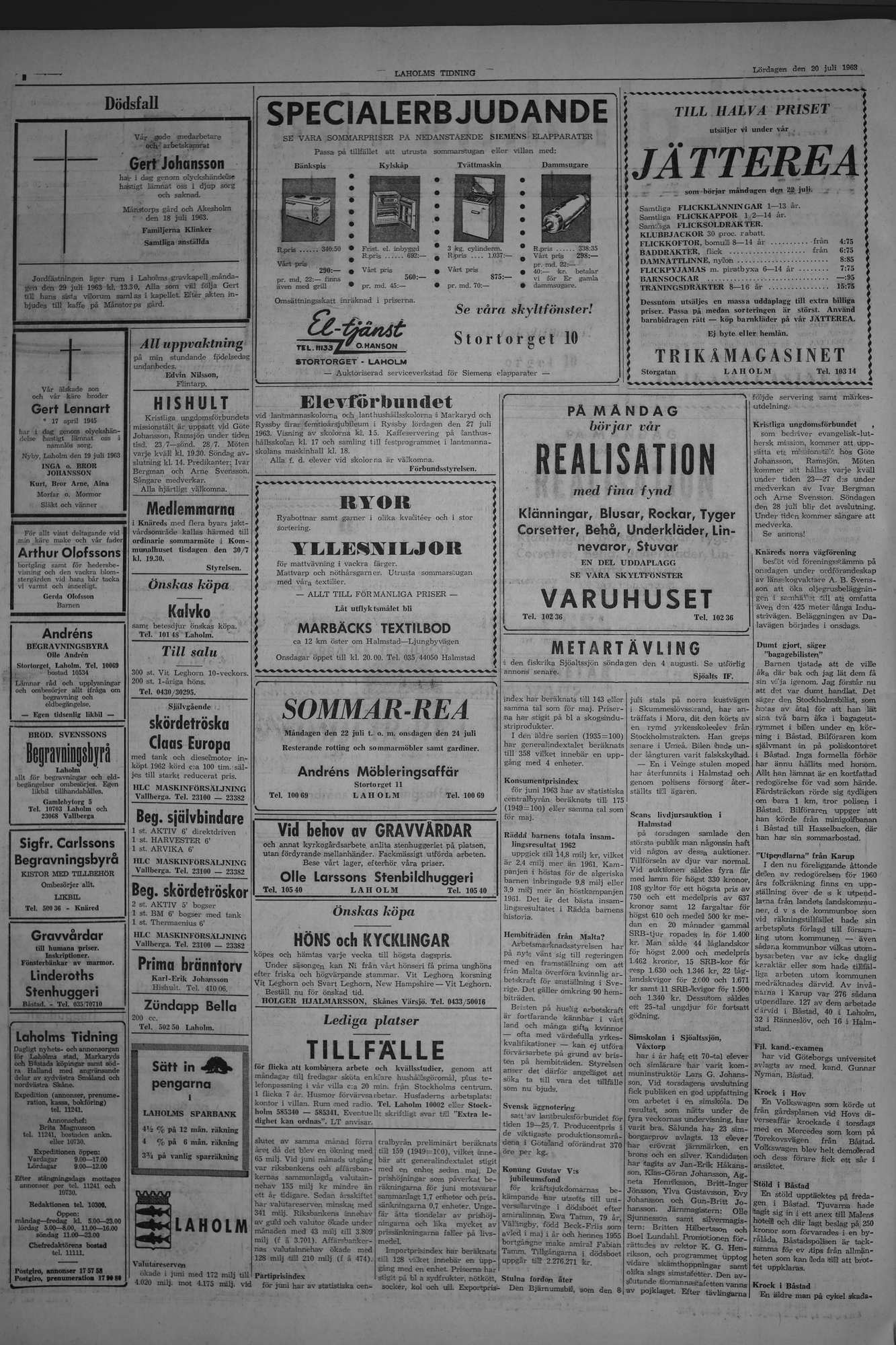 Laholms Tidning Lördag 20 juli 1963, sida 2
