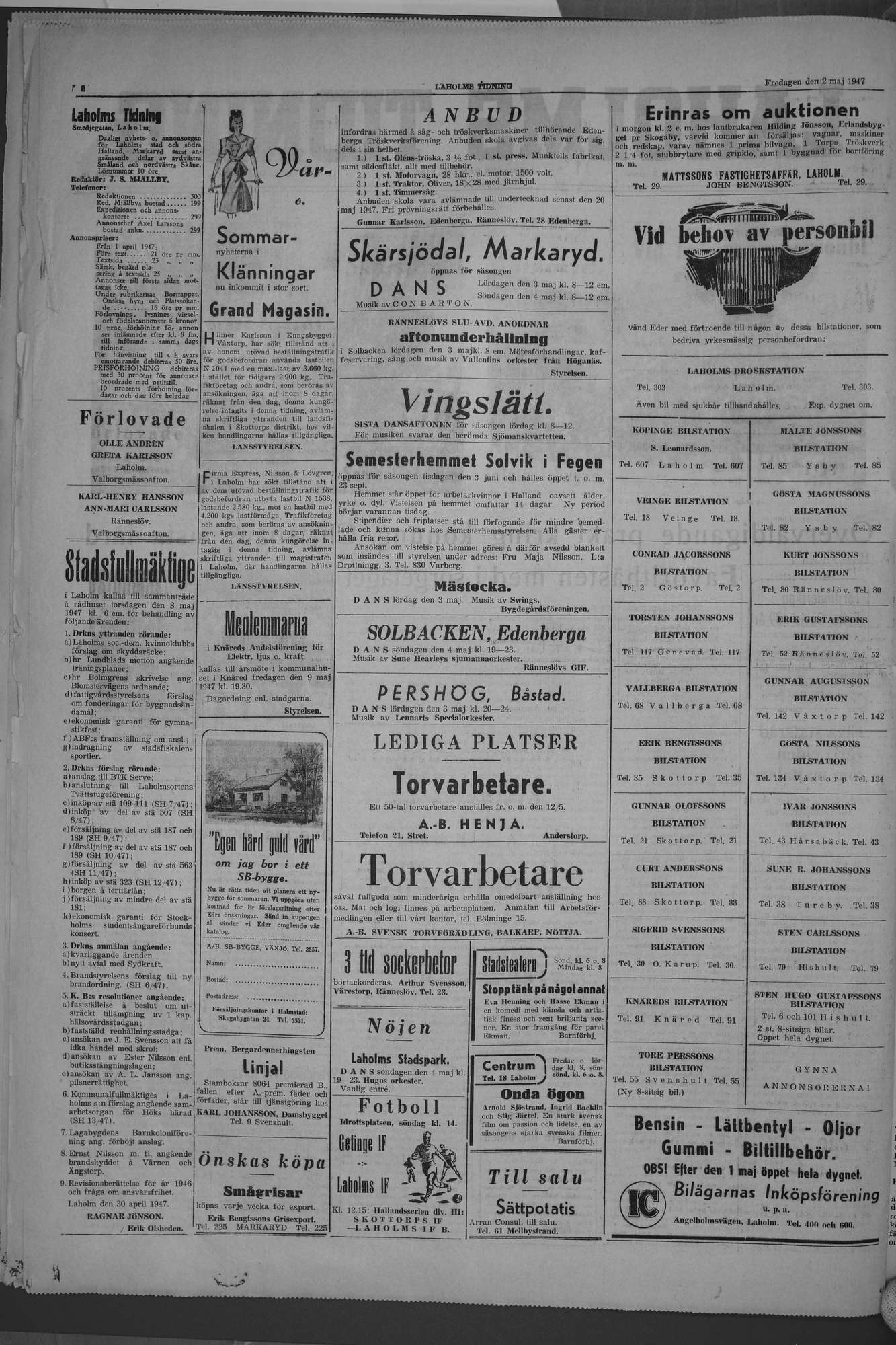 Laholms Tidning Fredag 2 maj 1947, sida 2