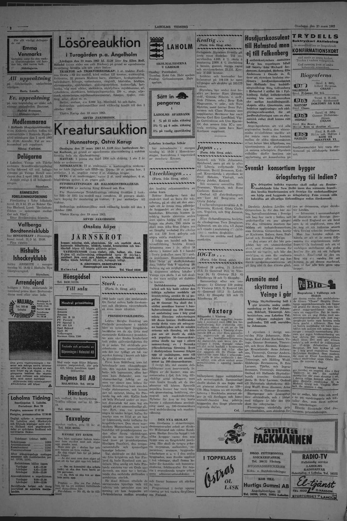 Laholms Tidning Onsdag 20 mars 1963, sida 2