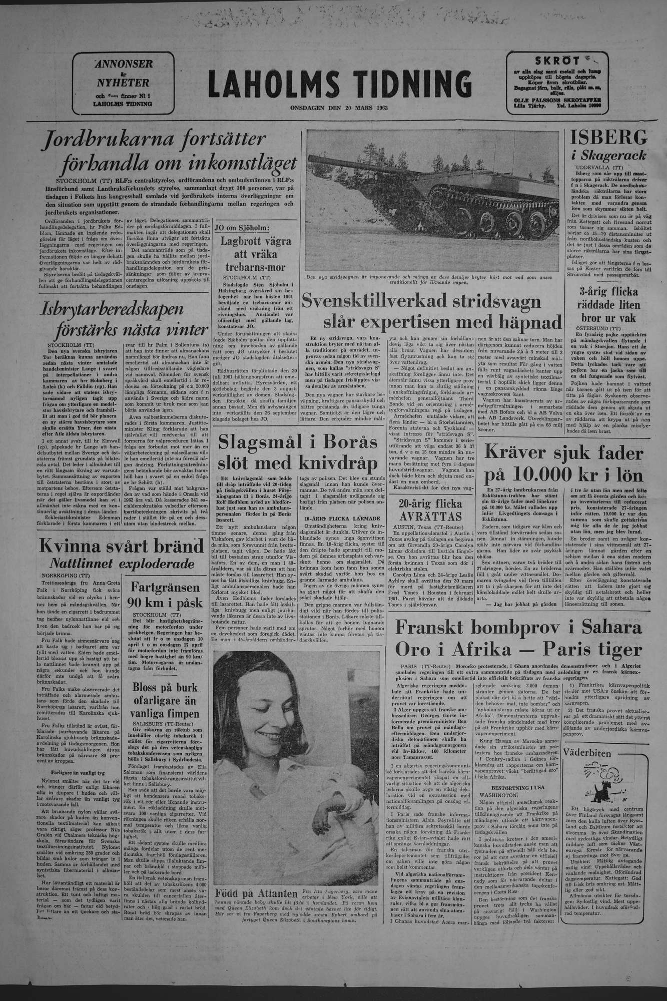 Laholms Tidning Onsdag 20 mars 1963, sida 8
