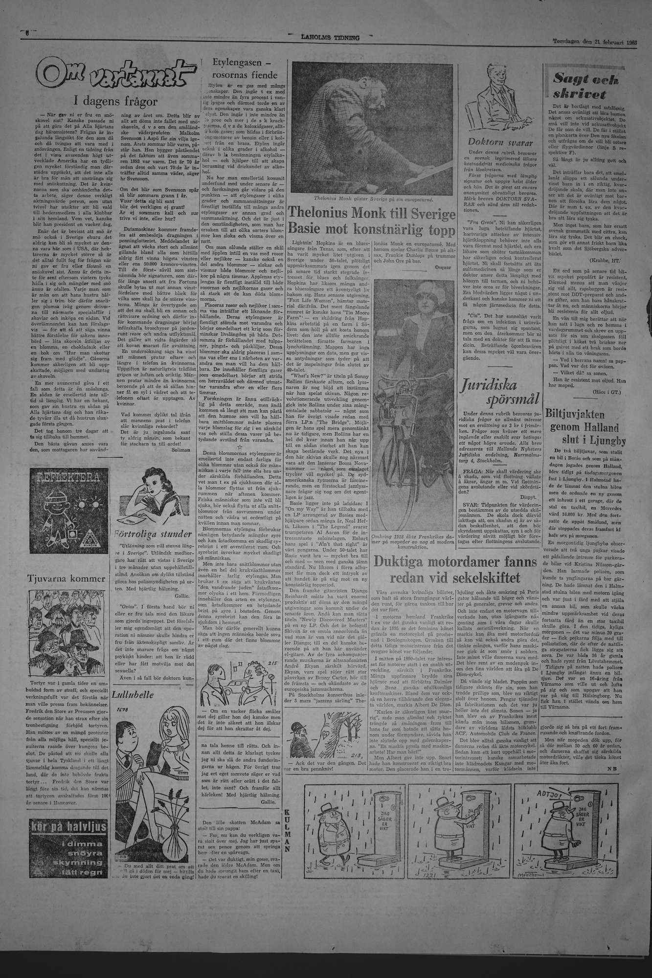 Laholms Tidning Torsdag 21 februari 1963, sida 6