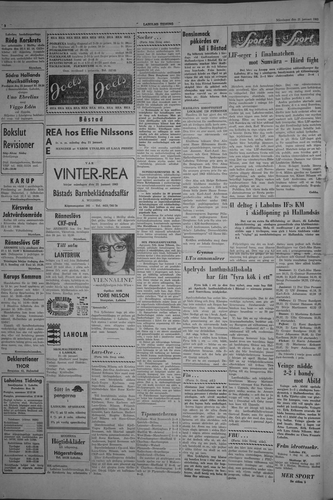 Laholms Tidning Måndag 21 januari 1963, sida 2