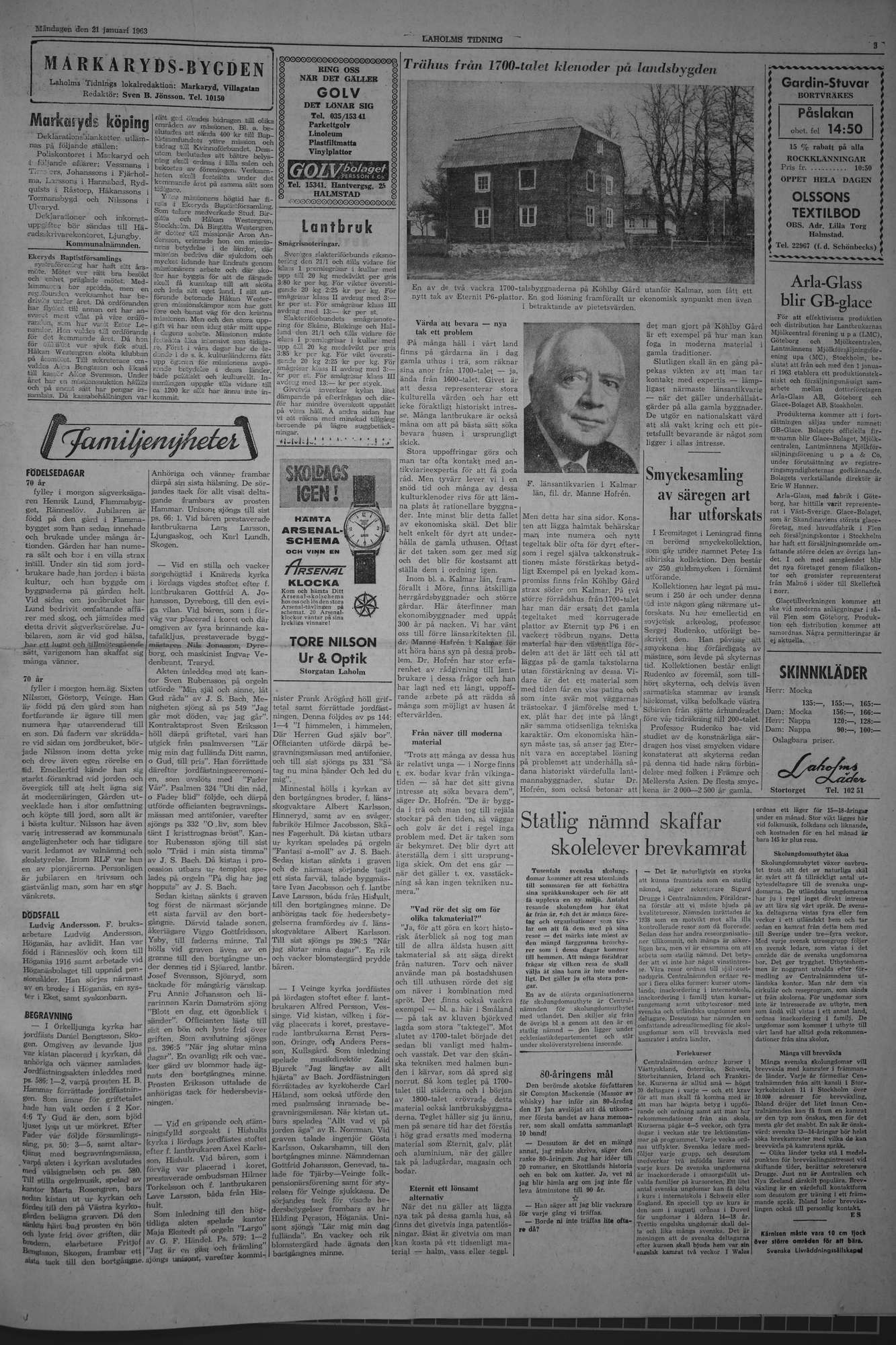 Laholms Tidning Måndag 21 januari 1963, sida 3