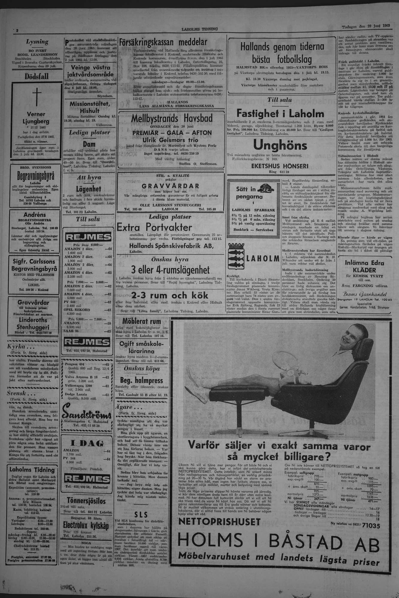 Laholms Tidning Tisdag 29 juni 1965, sida 2