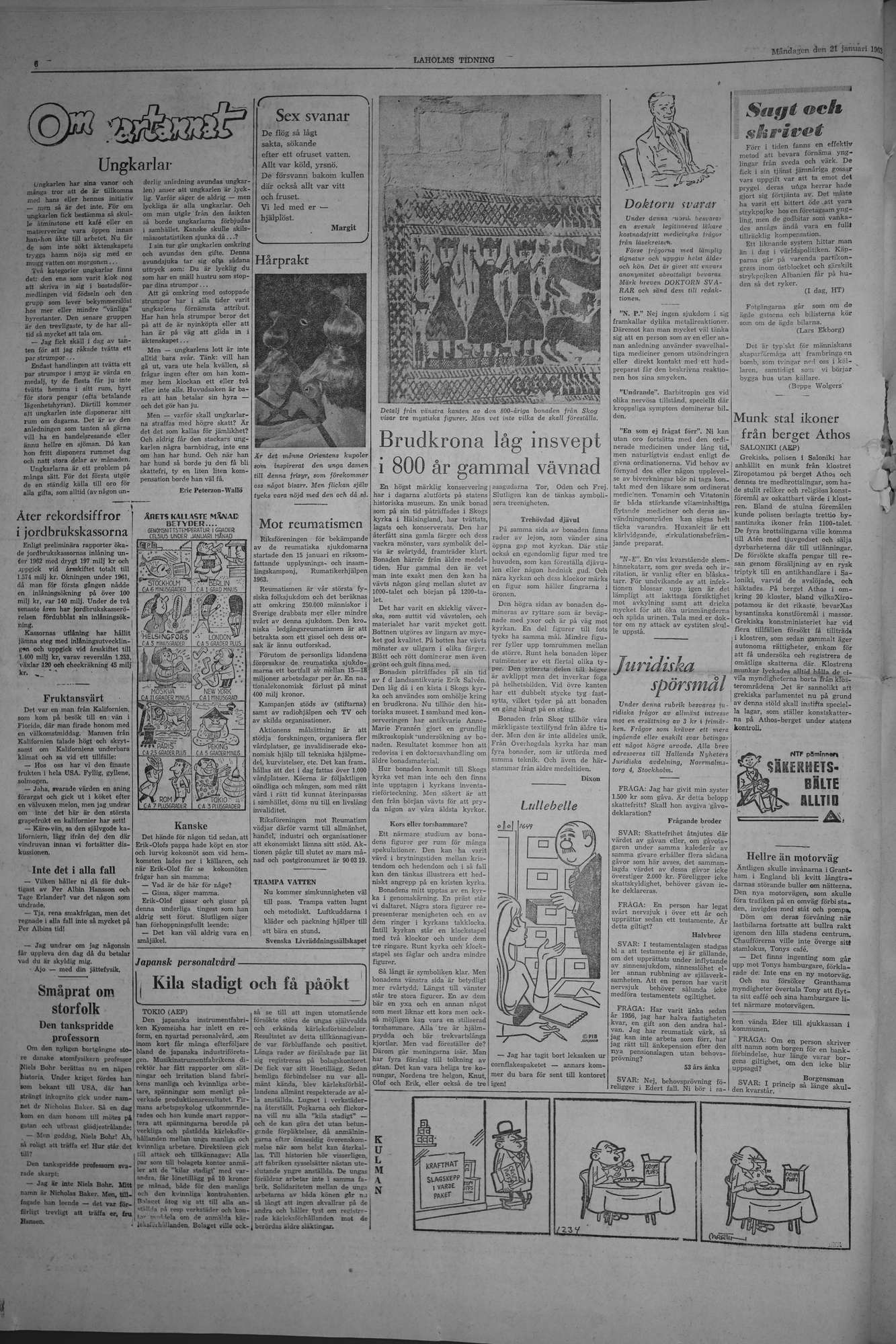 Laholms Tidning Måndag 21 januari 1963, sida 6