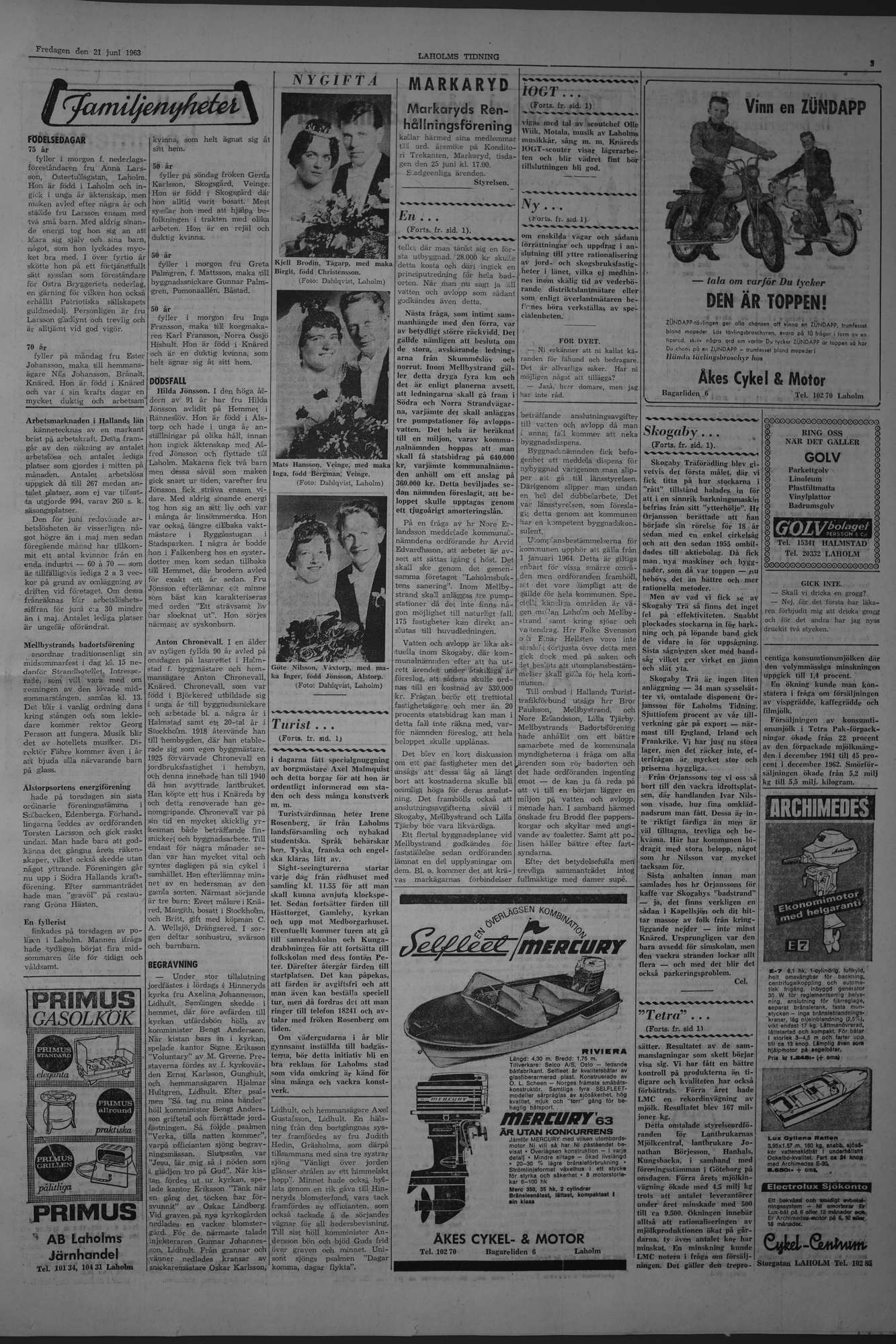 Laholms Tidning Fredag 21 juni 1963, sida 3