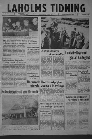 Förstasidan, Tisdag 21 maj 1963